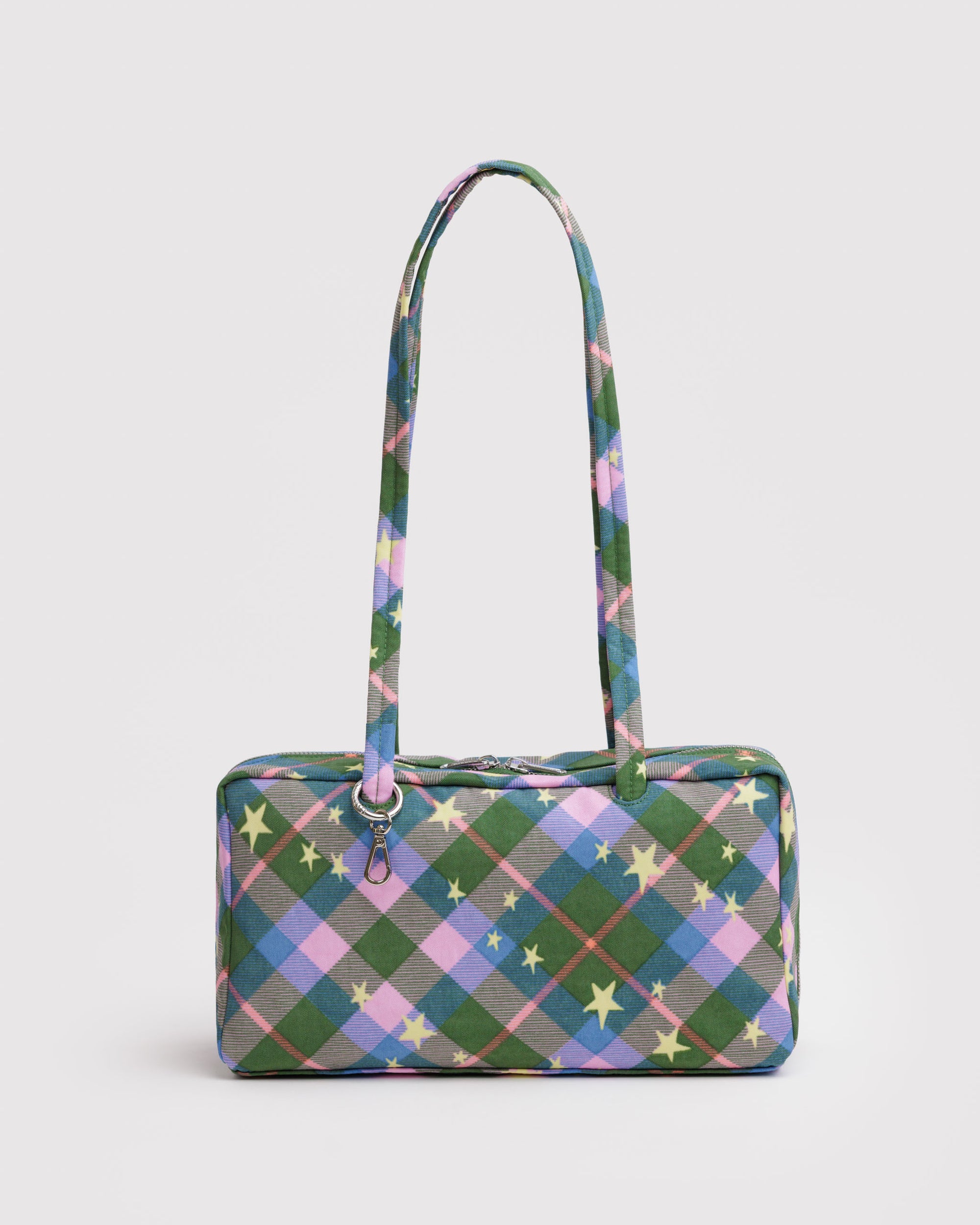 BAGGU Nylon Bowler Bag - Green Star Plaid