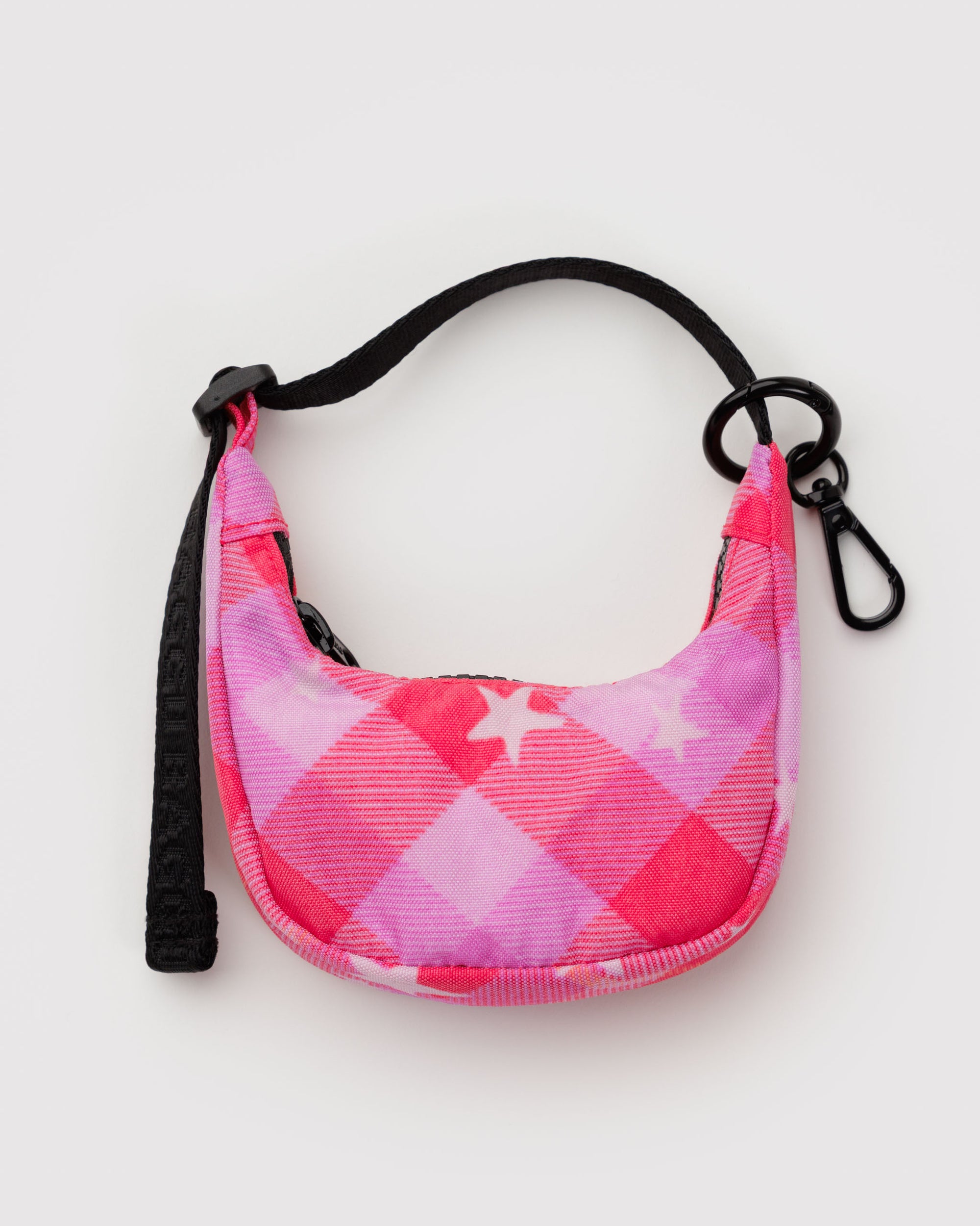 Baggu Crescent Charm - Pink Star Plaid