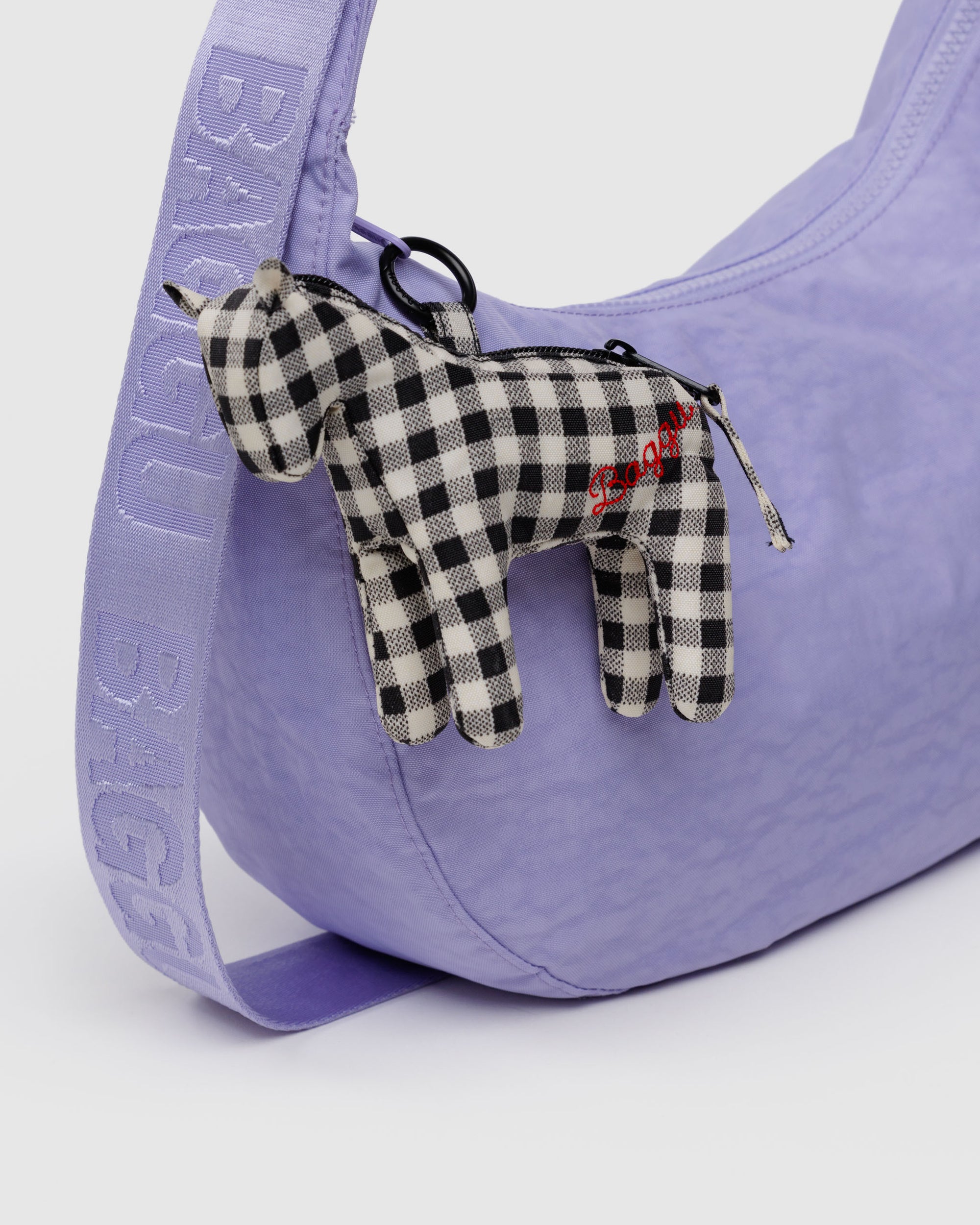 BAGGU Horse Charm - Black & White Gingham