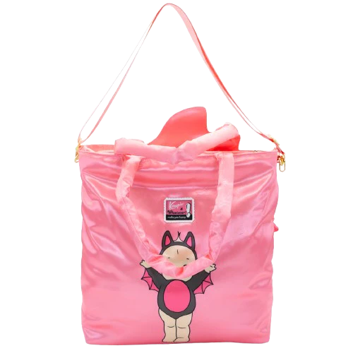 Kewpie Bat Pink Puffy Tote Bag w/ Ribbon Charm