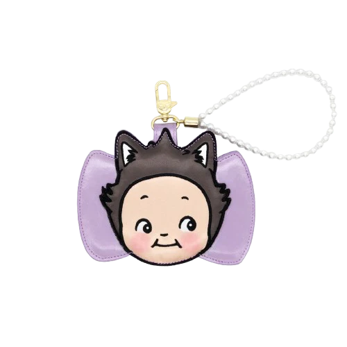 Kewpie Cat Bow Pearl Wristlet Card Holder