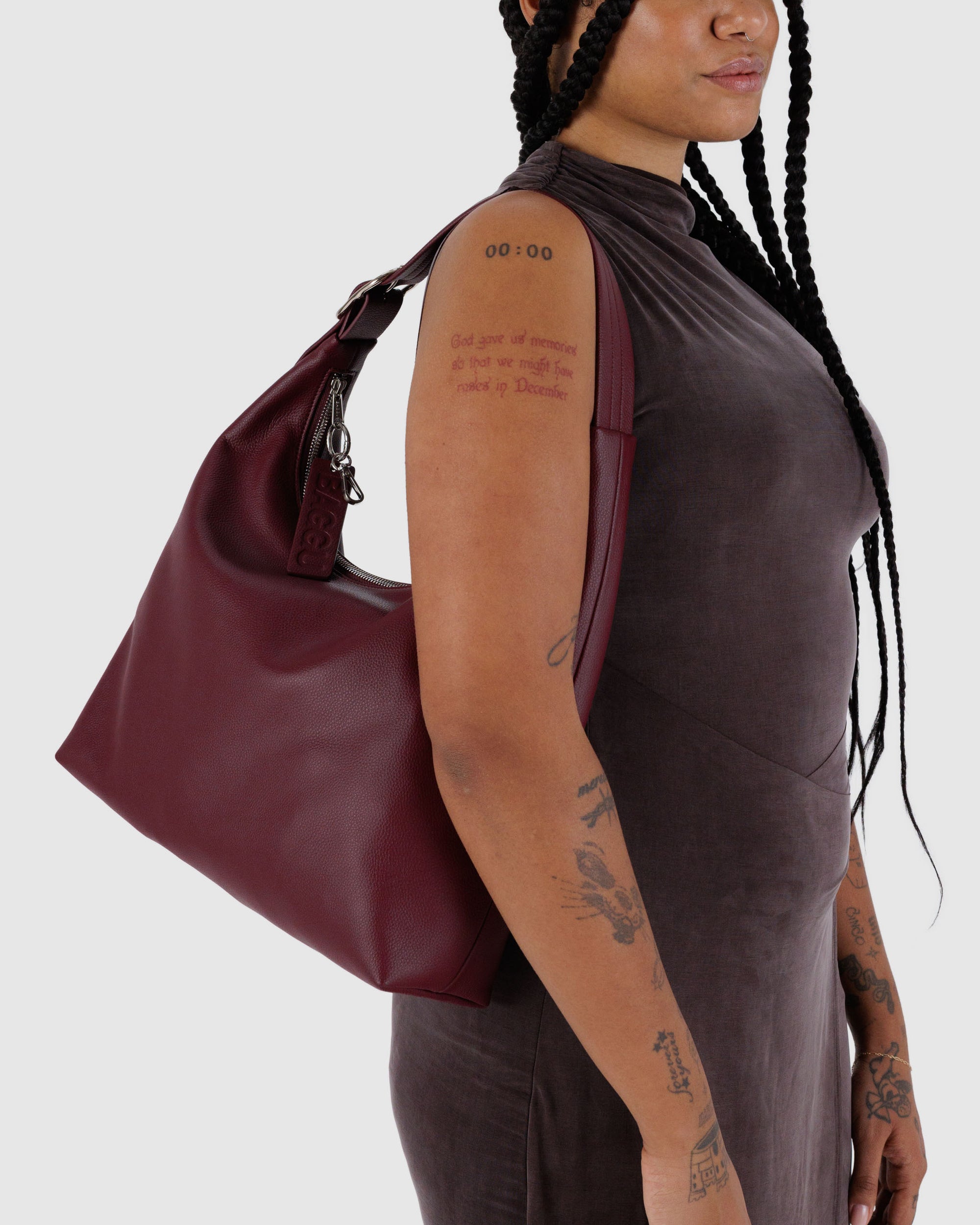 BAGGU Recycled Leather Shoulder Bag - Mahogany