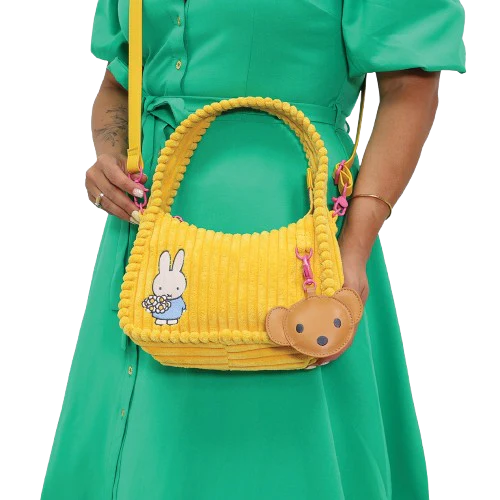 Miffy Corduroy Baguette Crossbody Bag with Bag Charm