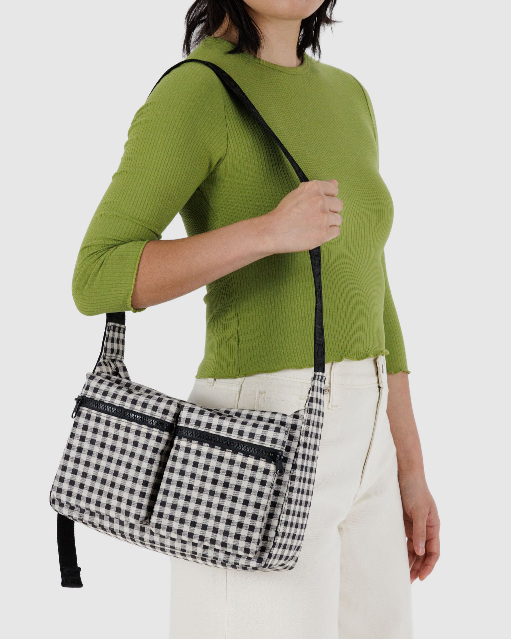 BAGGU Medium Cargo Crossbody - Black & White Gingham
