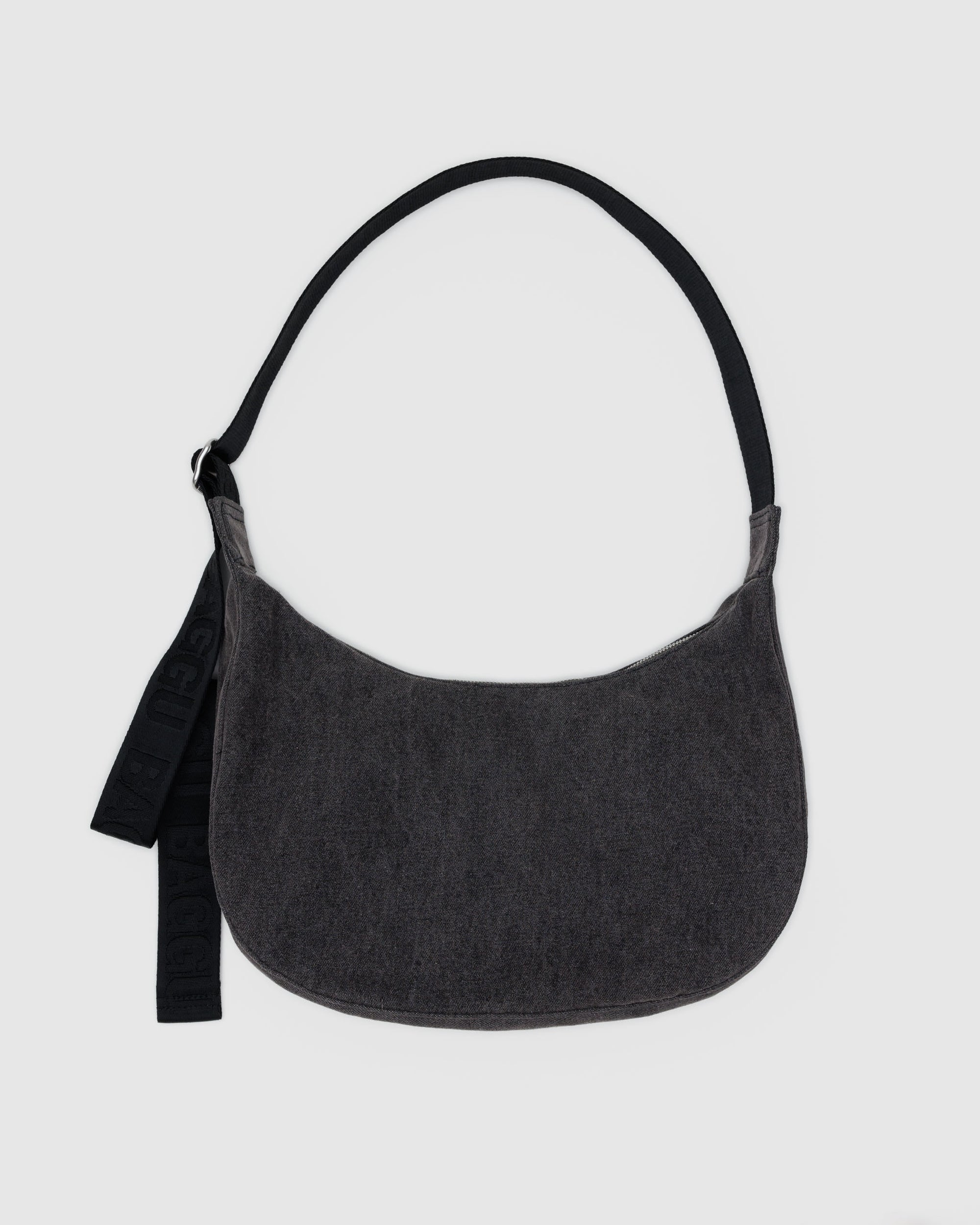 BAGGU Medium Denim Crescent Bag - Washed Black Denim