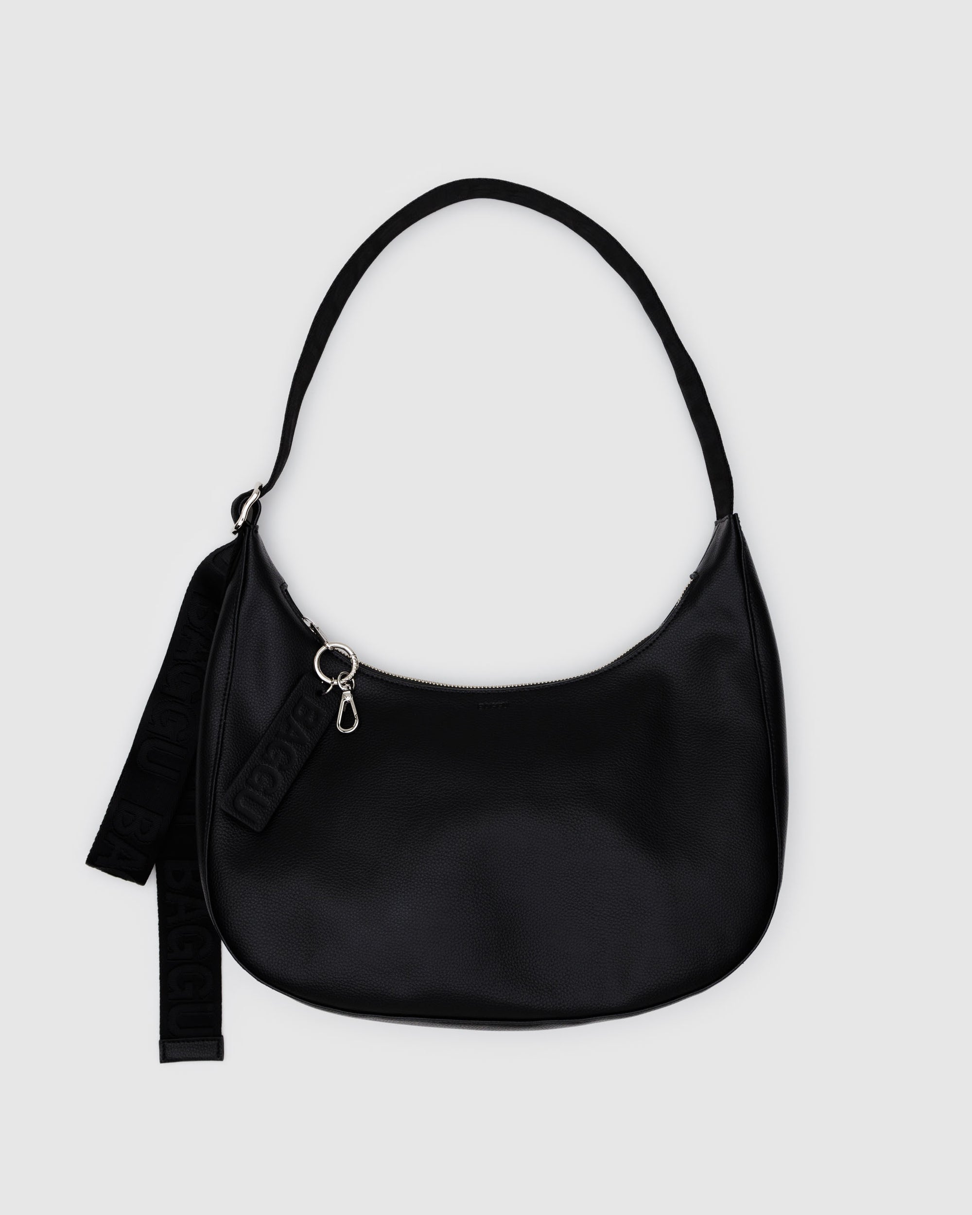BAGGU Medium Recycled Leather Crescent Bag -Black