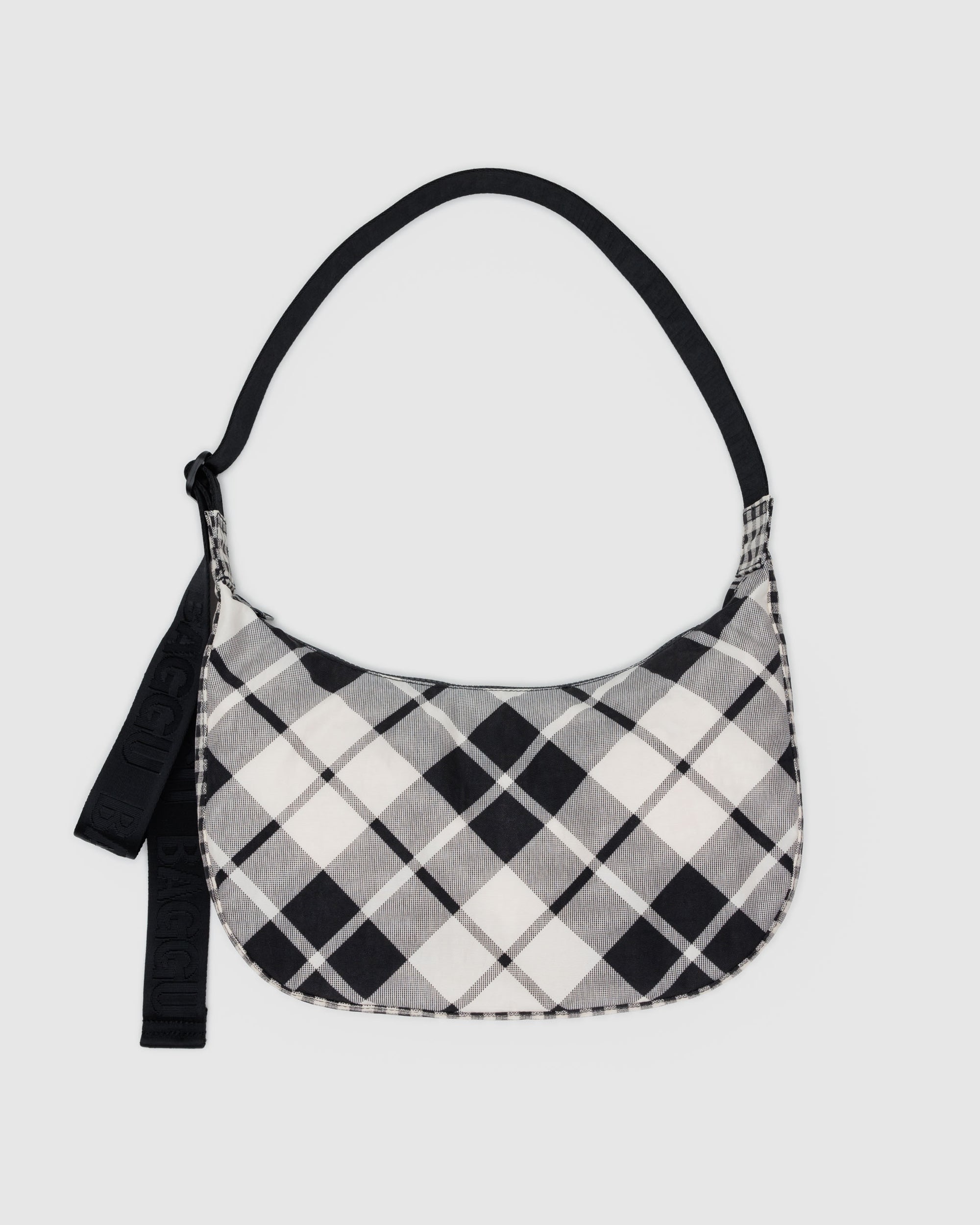 BAGGU Medium Nylon Crescent Bag - Mixed Plaid