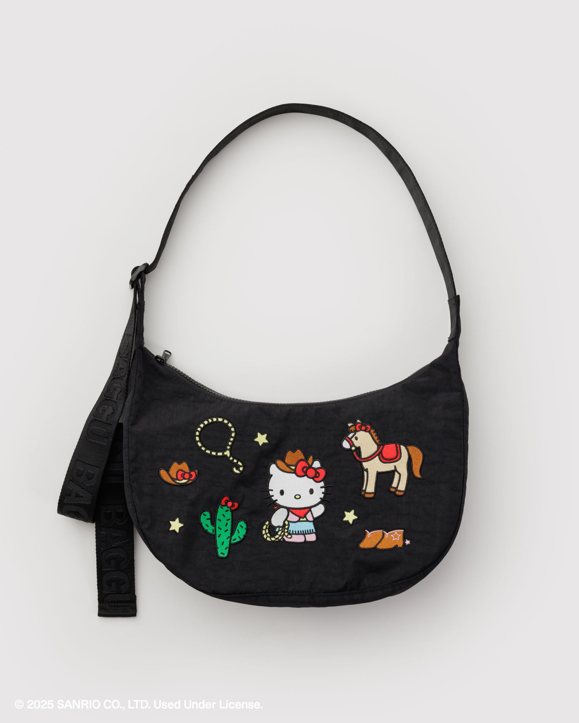 BAGGU Medium Nylon Crescent Bag - Embroidered Hello Kitty Western