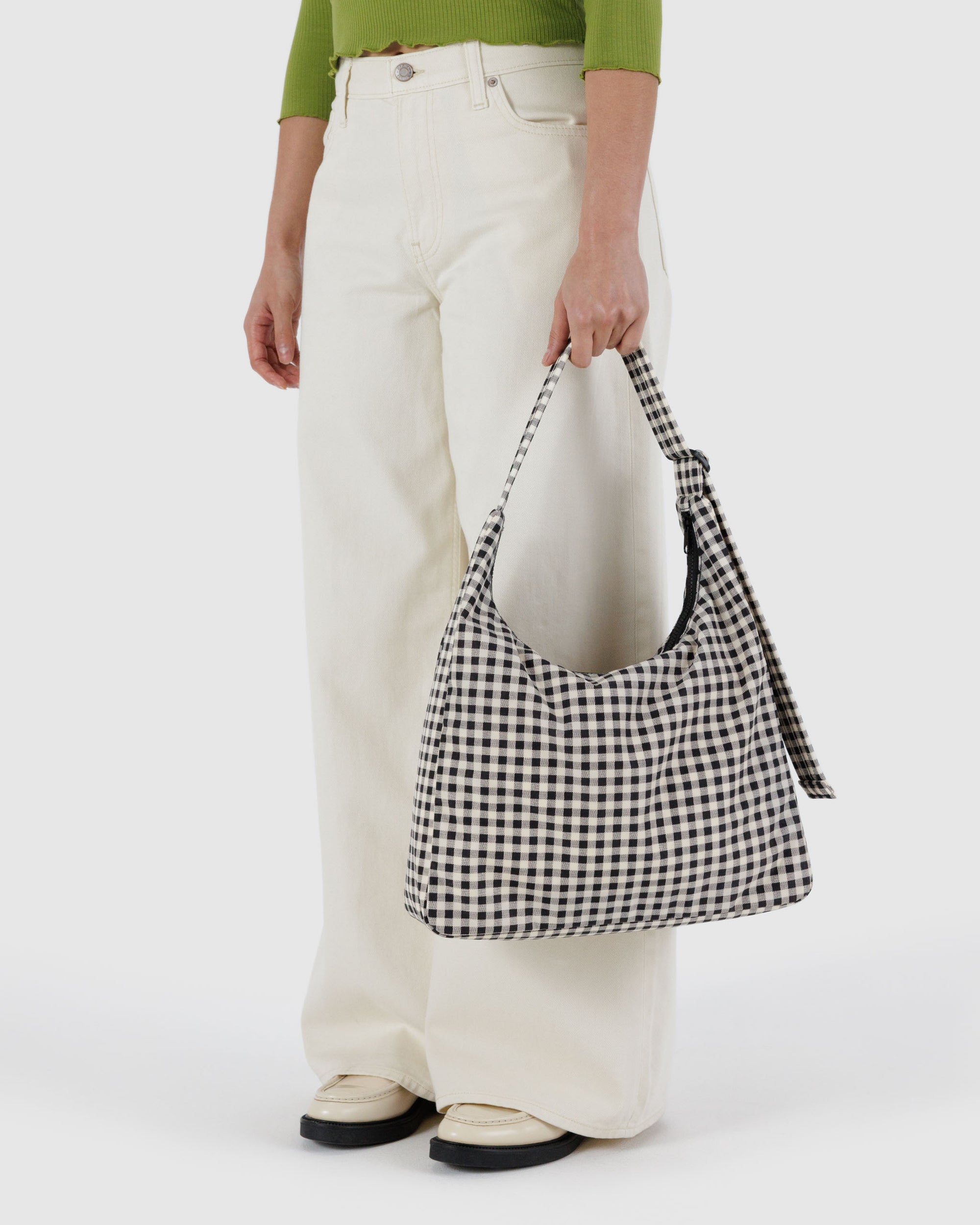 BAGGU Nylon Shoulder Bag - Black & White Gingham