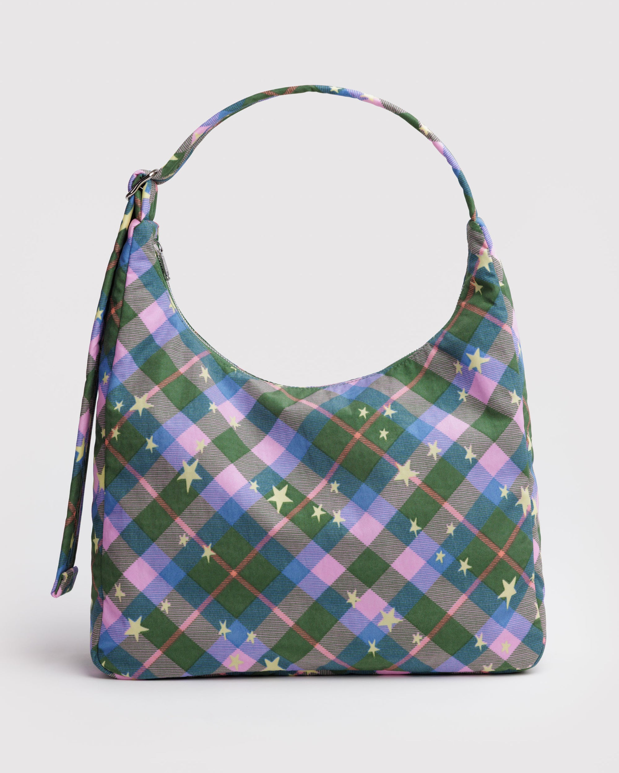 BAGGU Nylon Shoulder Bag - Green Star Plaid