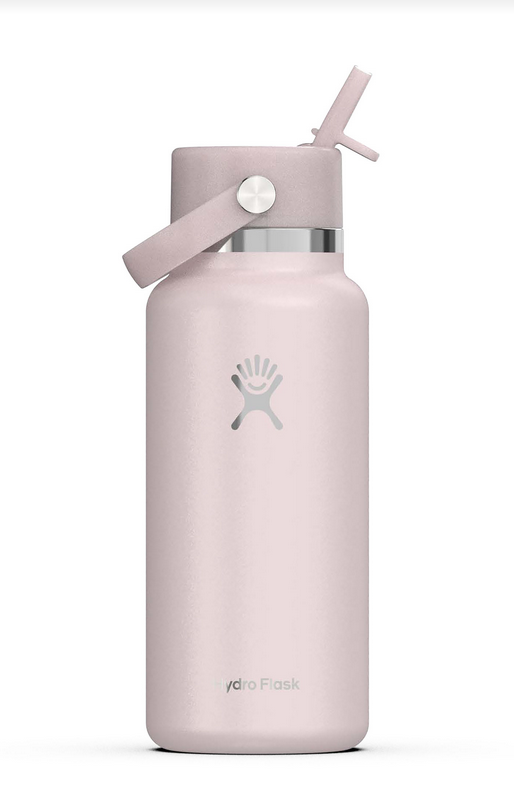 32 oz Hydroflask Wide Mouth with Flex Straw Cap Glimmer Pink
