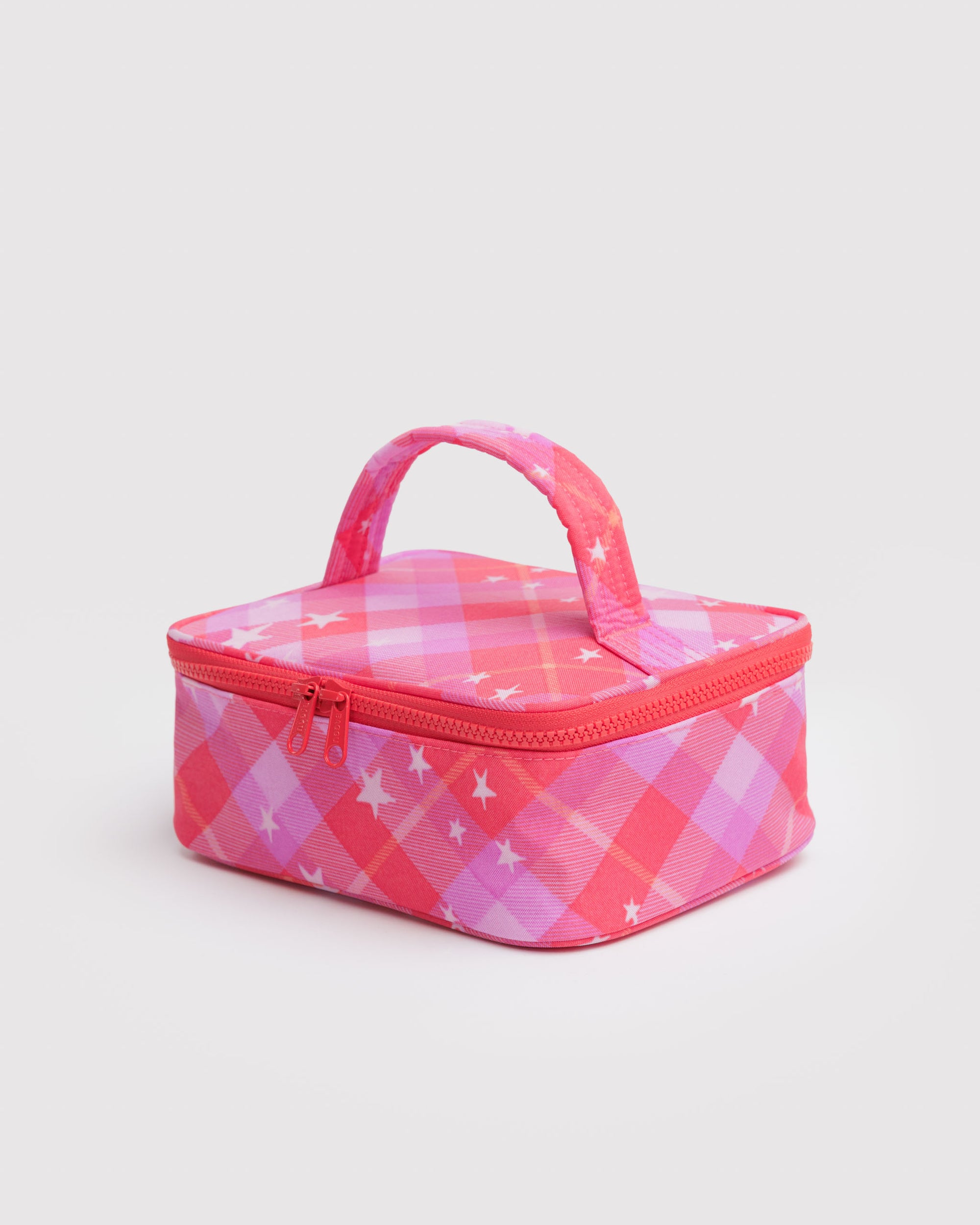 BAGGU Small Cosmetic Case - Pink Star Plaid