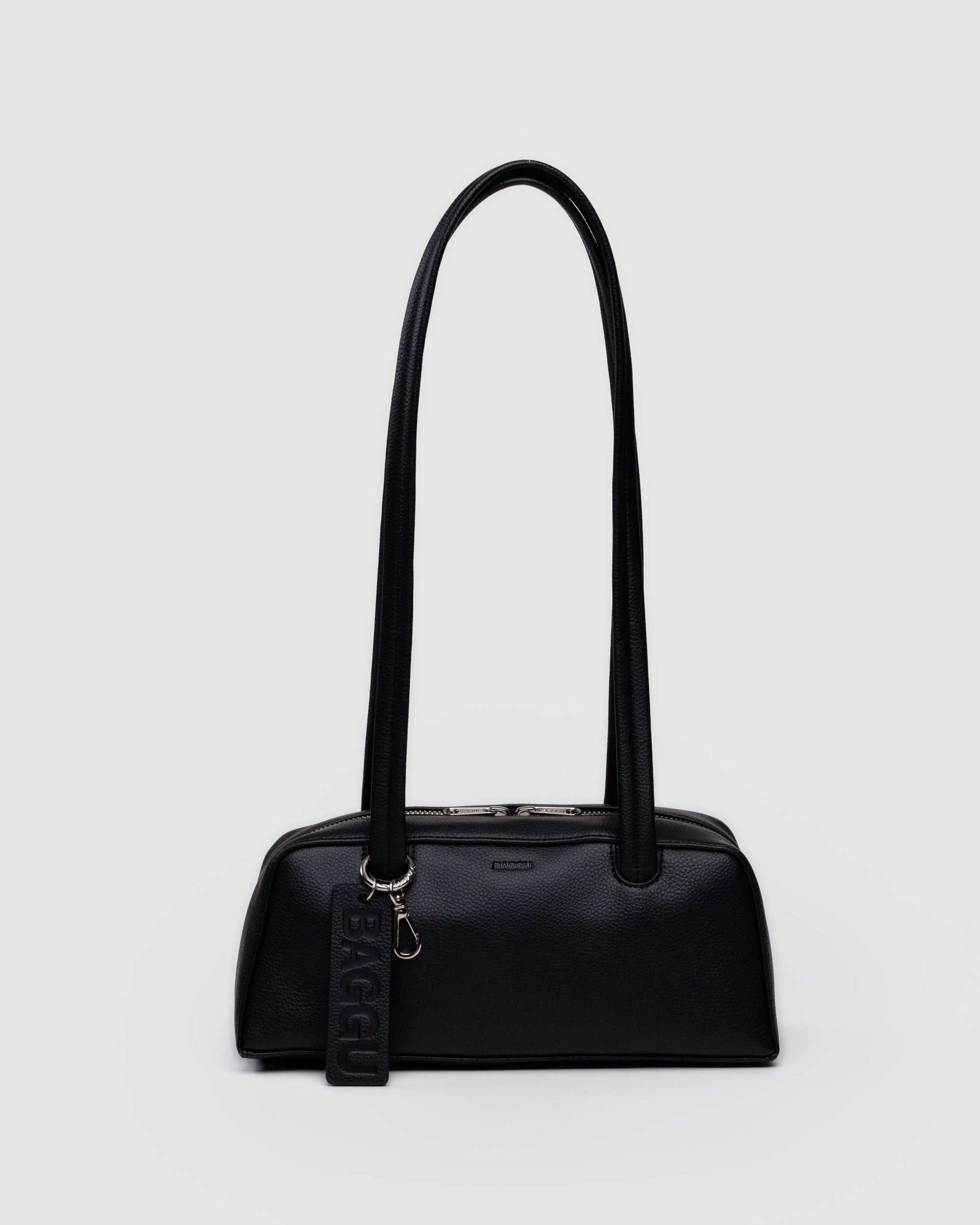 BAGGU Small Recycled Leather Bowler Bag - Black