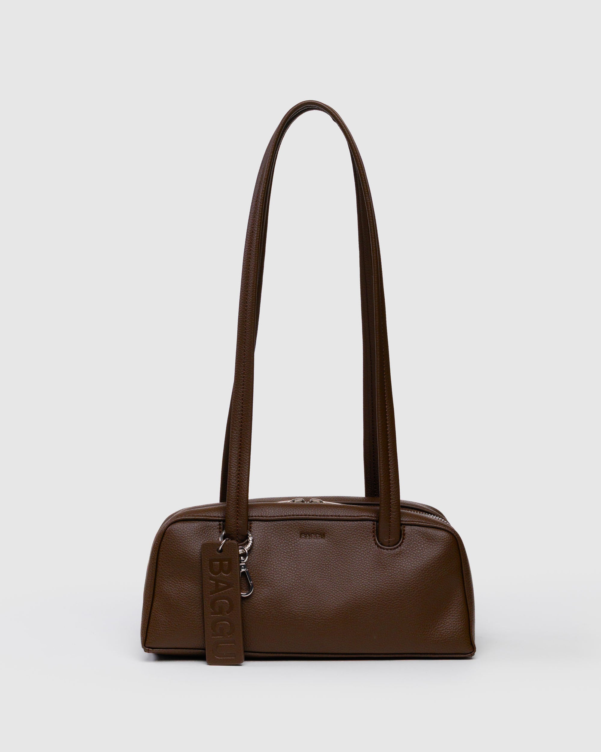 BAGGU Small Recycled Leather Bowler Bag - Brown