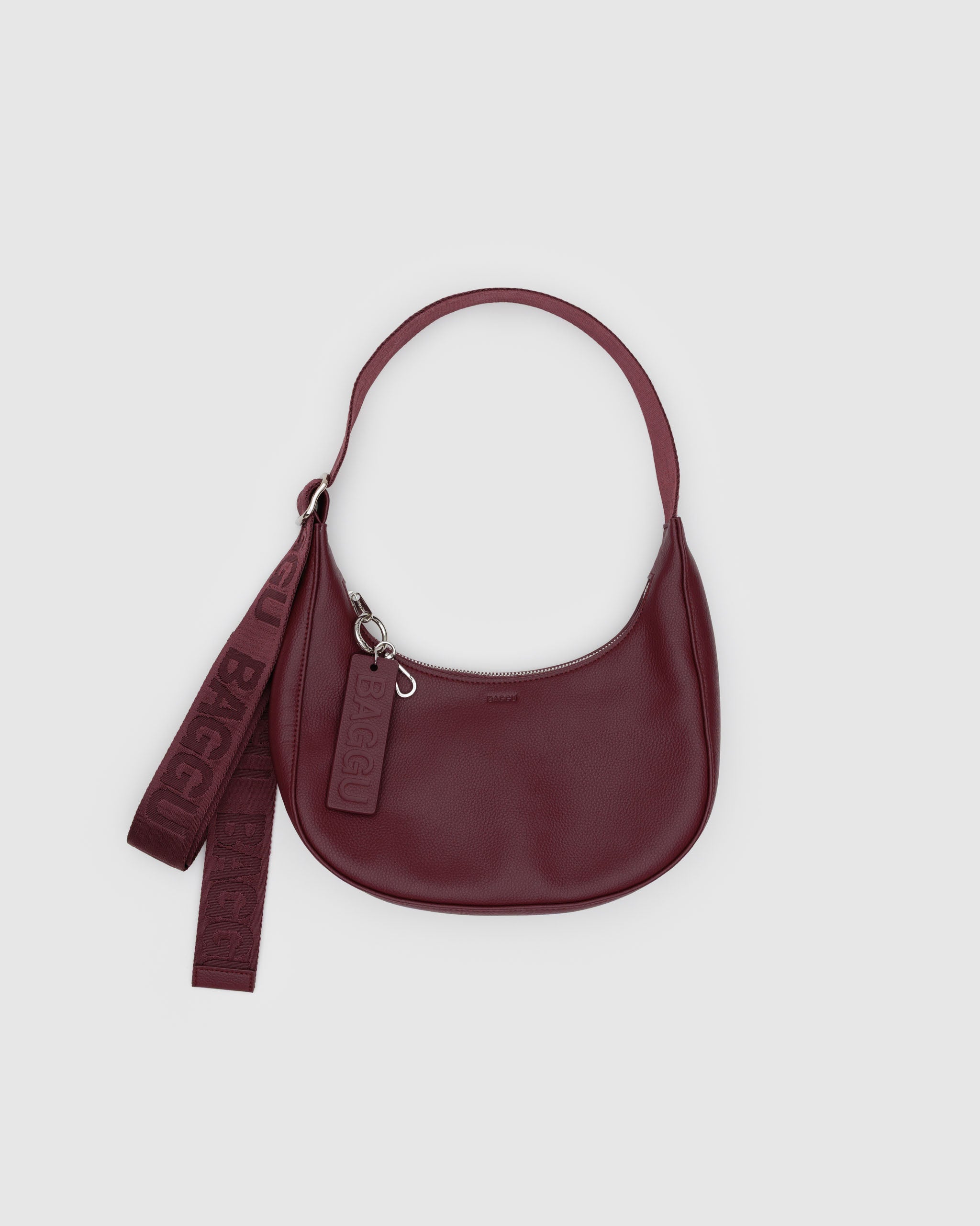 BAGGU Small Recycled Leather Crescent Bag - Mahogany