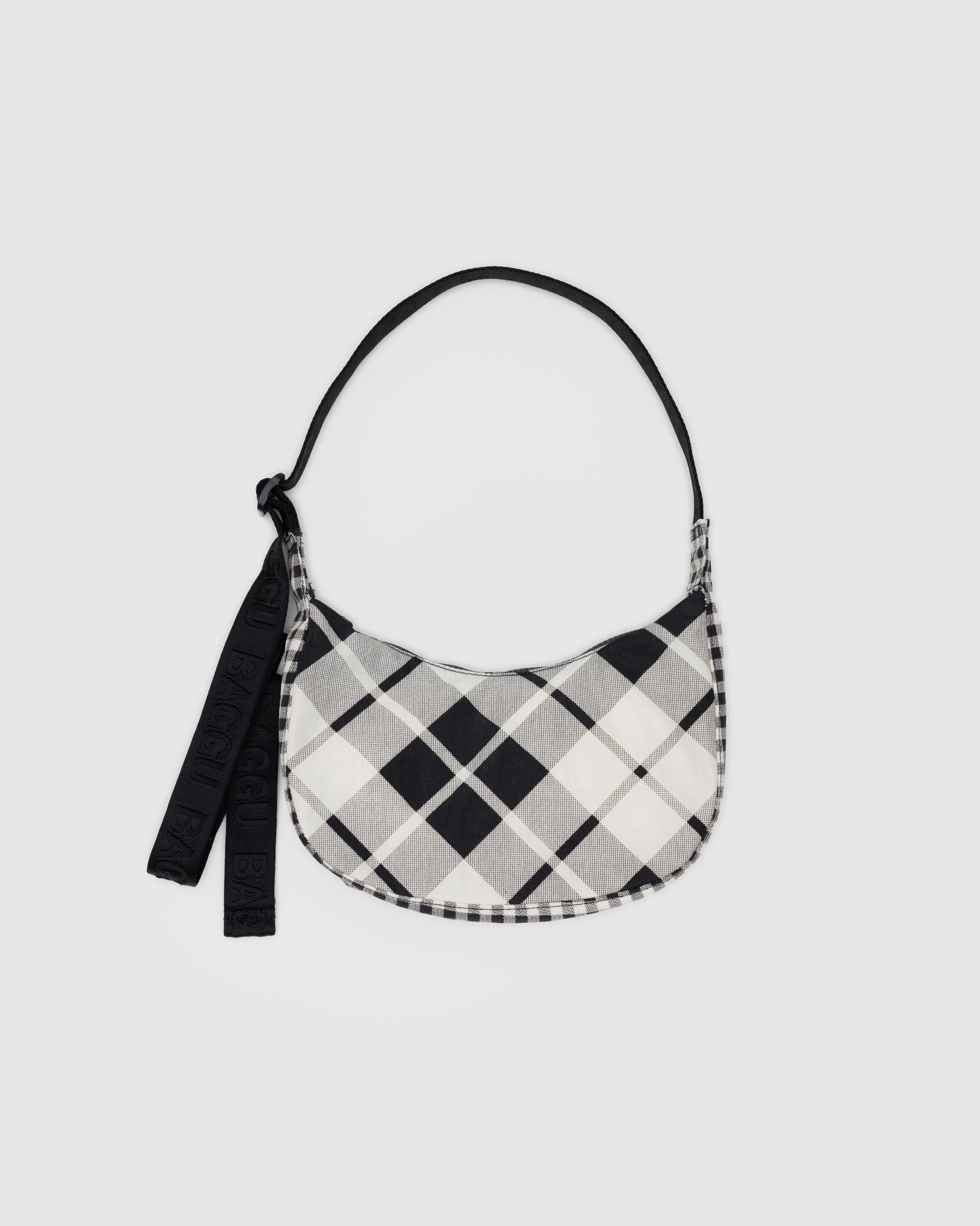 BAGGU Small Nylon Crescent Bag - Mixed Plaid