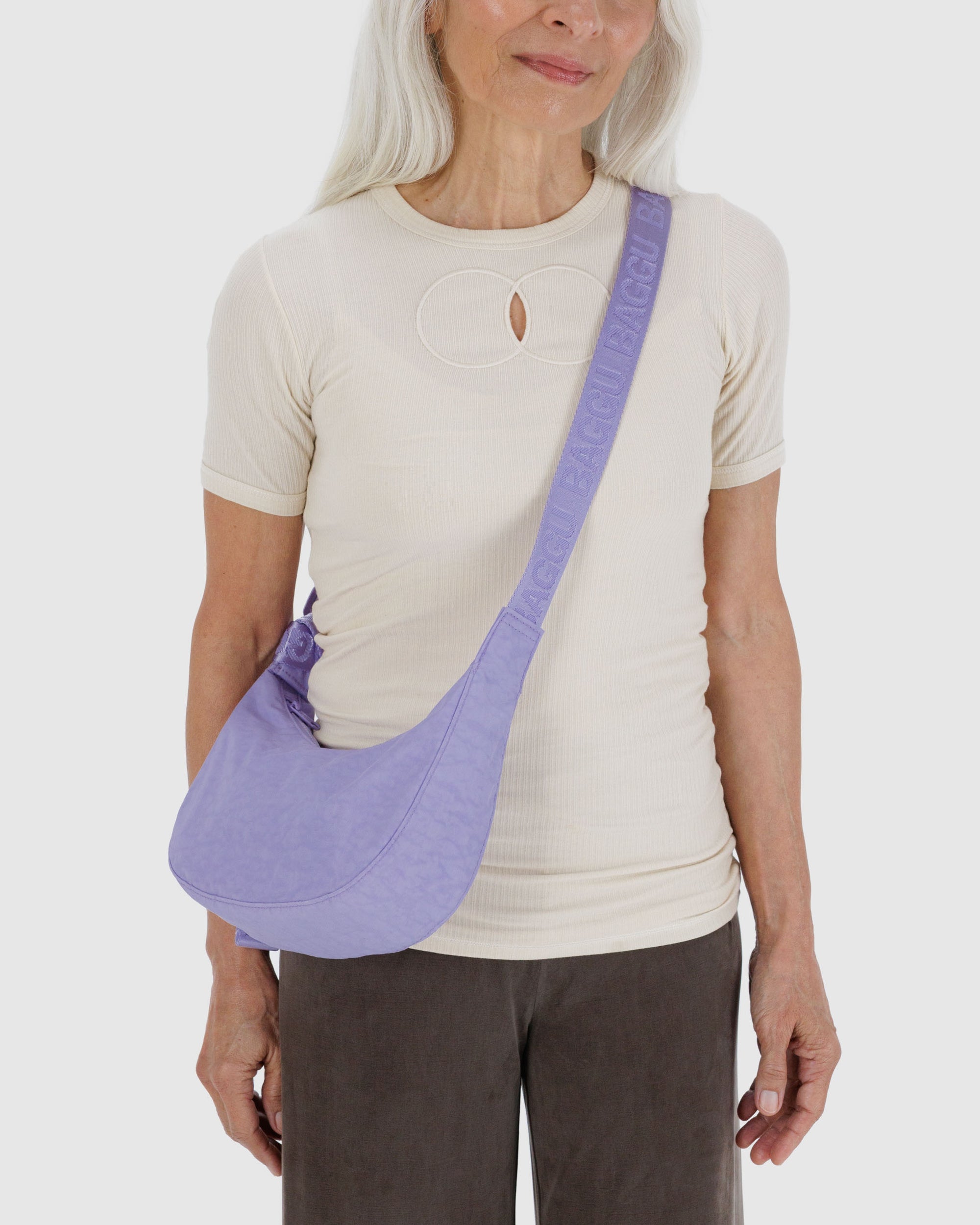 BAGGU Small Nylon Crescent Bag - Wisteria