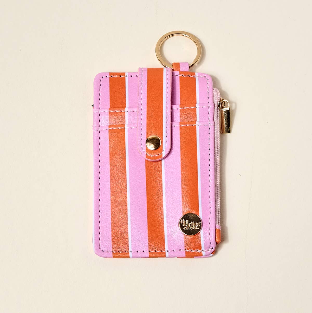 Keychain Wallet–Sicily Stripes Pink