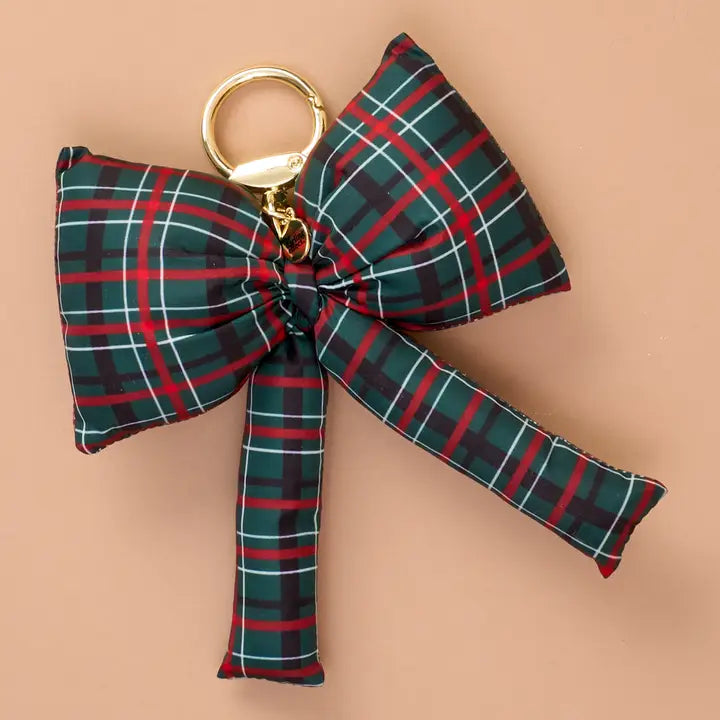 Puffy Bow Bag Charm-Classic Plaid