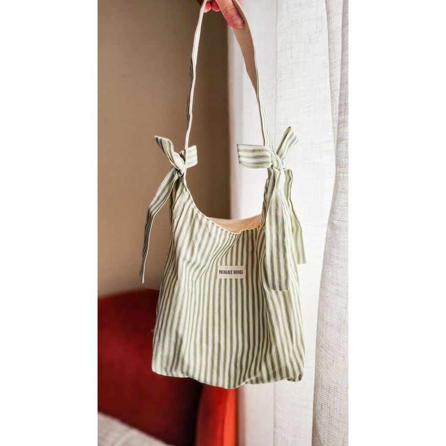 Probably Books Striped Cotton Tote Bag