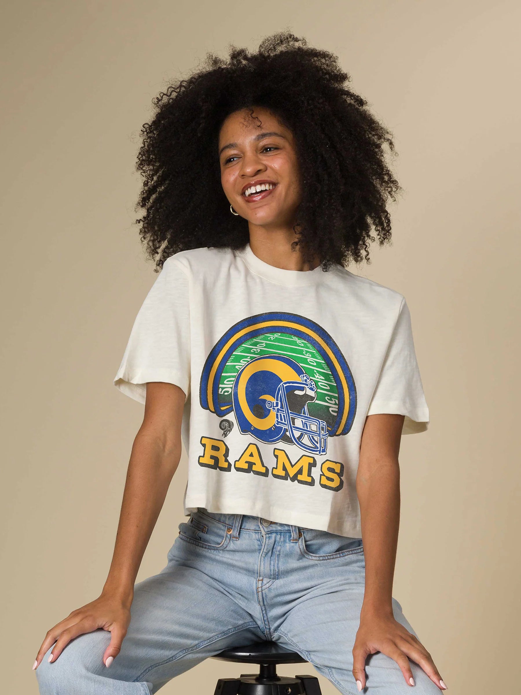 LA Rams Game Time Mock Neck Crop Tee