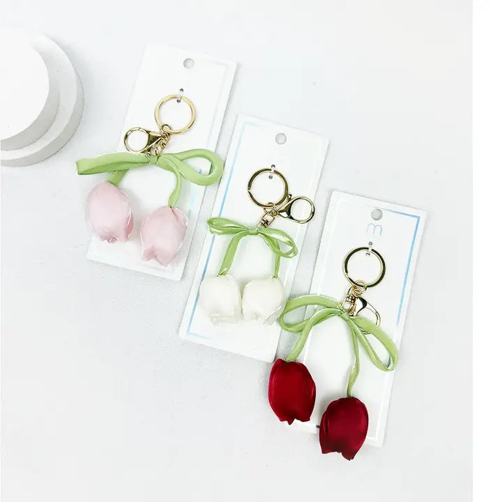 Satin Flower Keychain