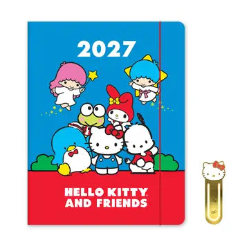 2027 Hello Kitty & Friends Retro Monthly Planner w/ Enamel Charm Bookmark