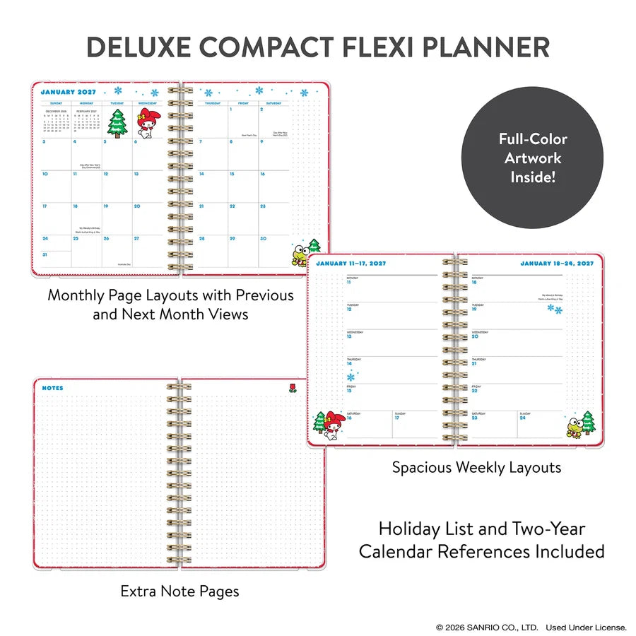 2027 Hello Kitty & Friends Retro Deluxe Compact Flexi Planner