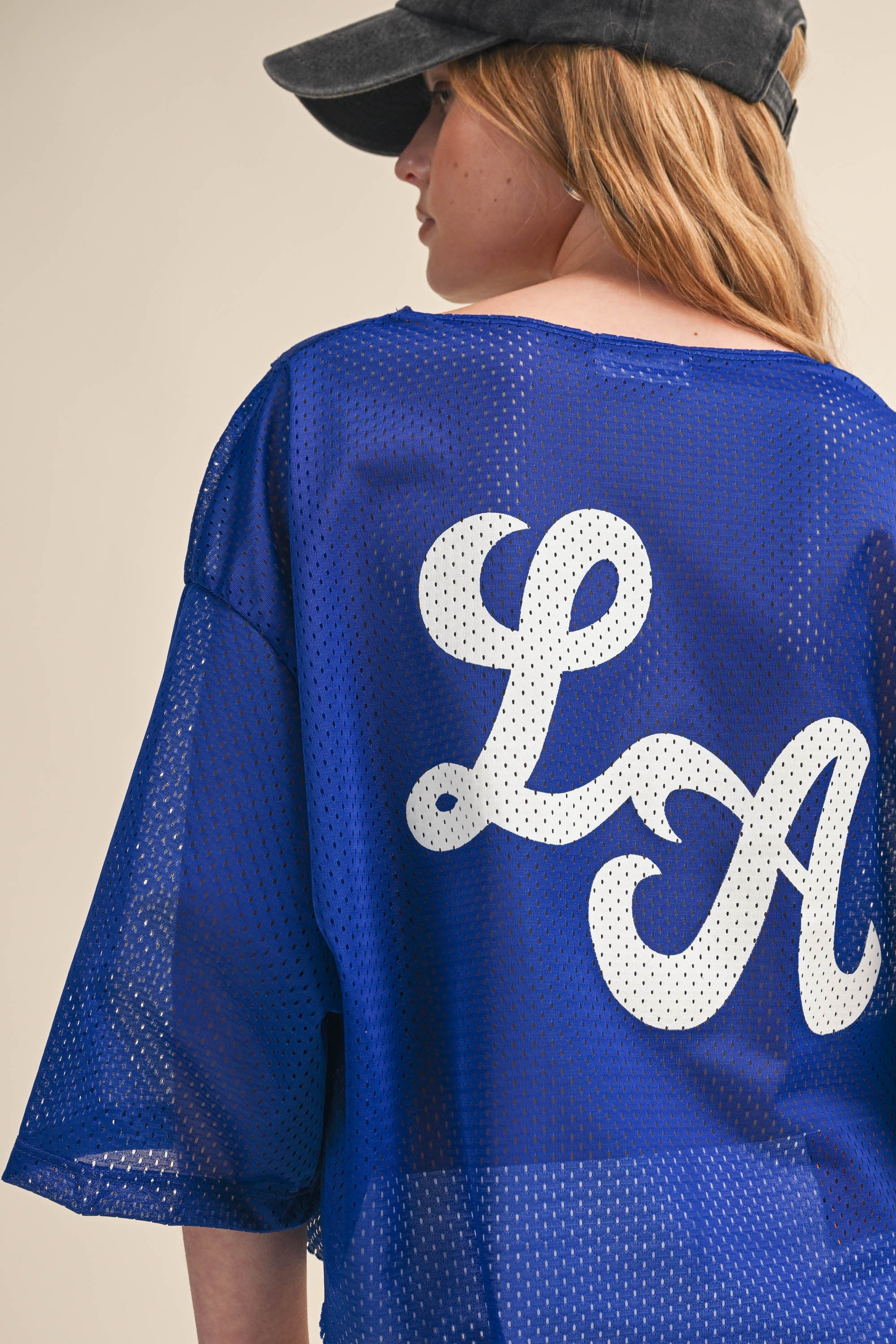 Royal Blue Los Angeles Lace V Neck Jersey