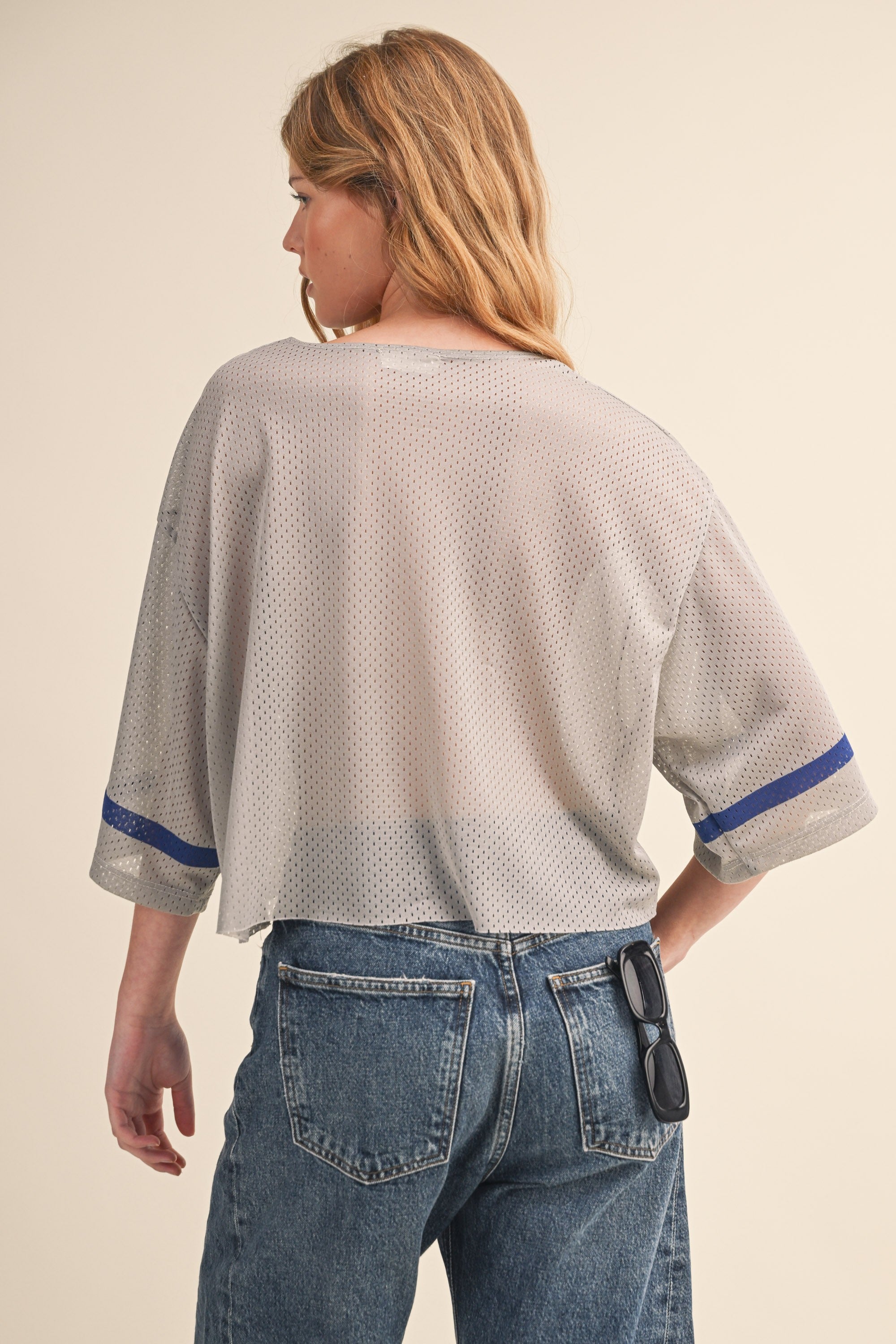 Grey Los Angeles Baseball Lace V Neck Jersey