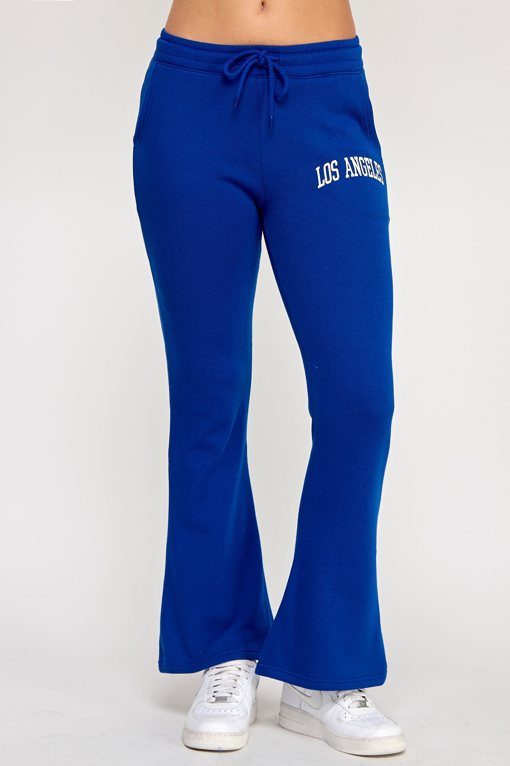 Elasticized Waist Flare Jogger With LA Print Royal Blue