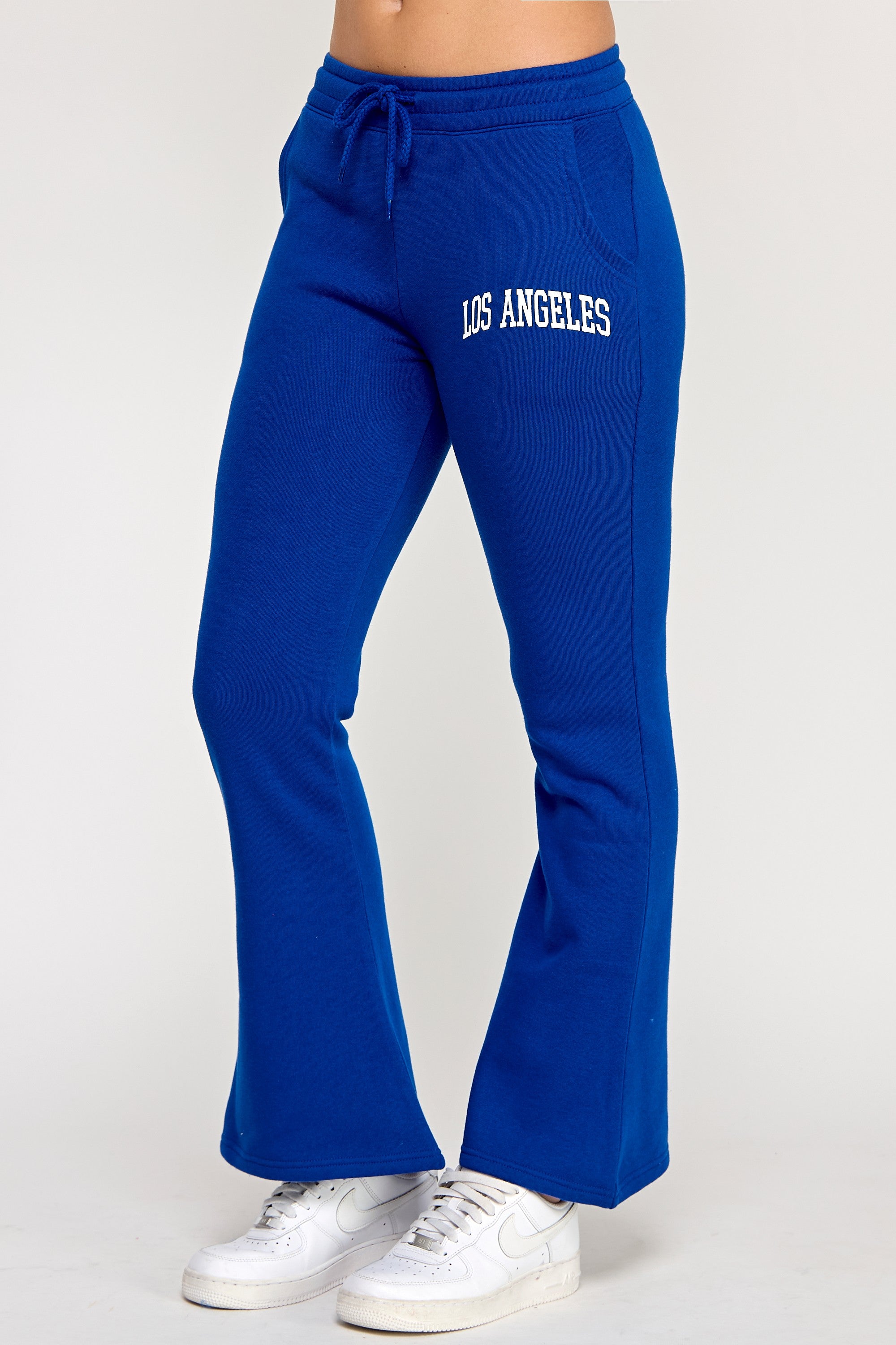 Elasticized Waist Flare Jogger With LA Print Royal Blue
