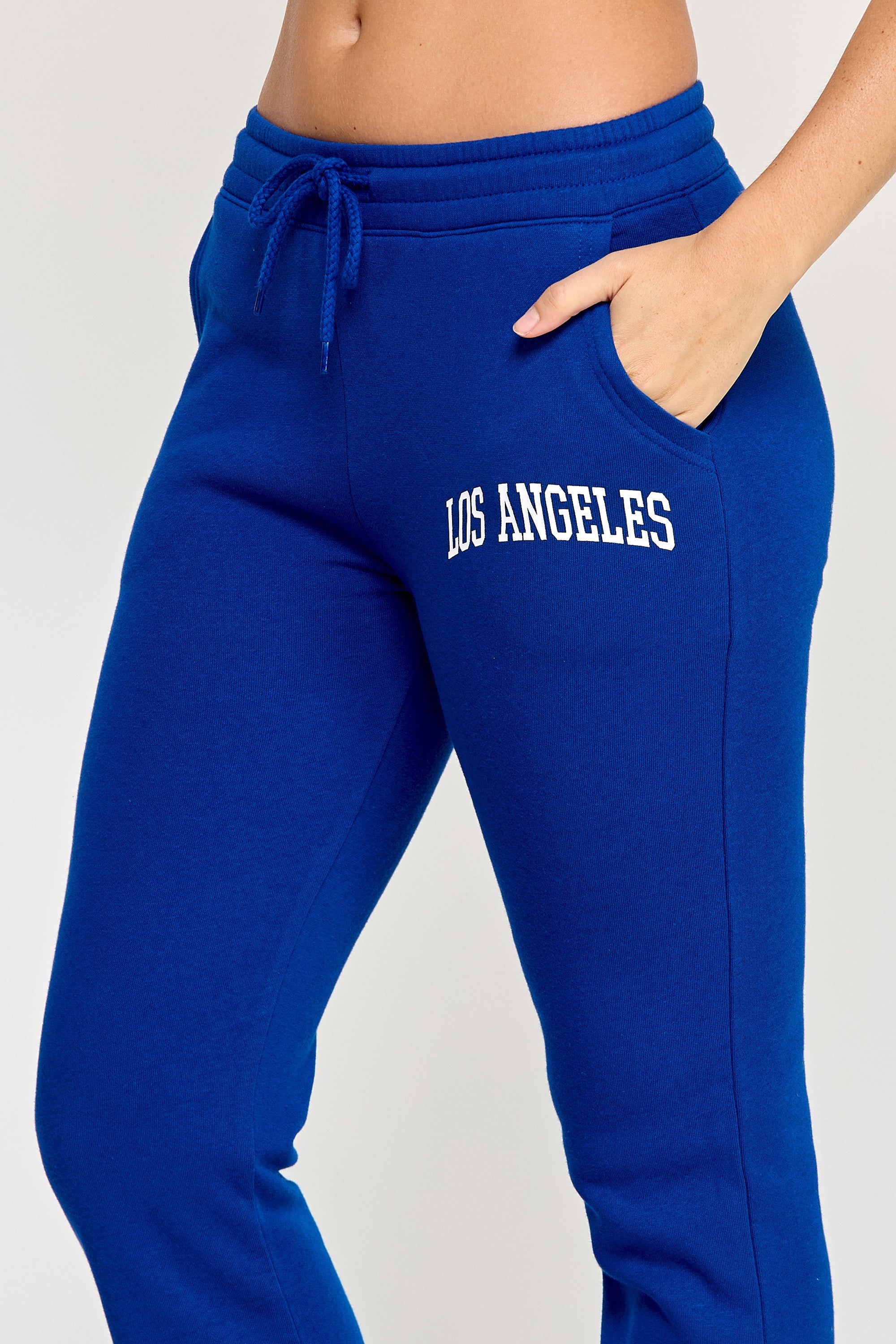 Elasticized Waist Flare Jogger With LA Print Royal Blue