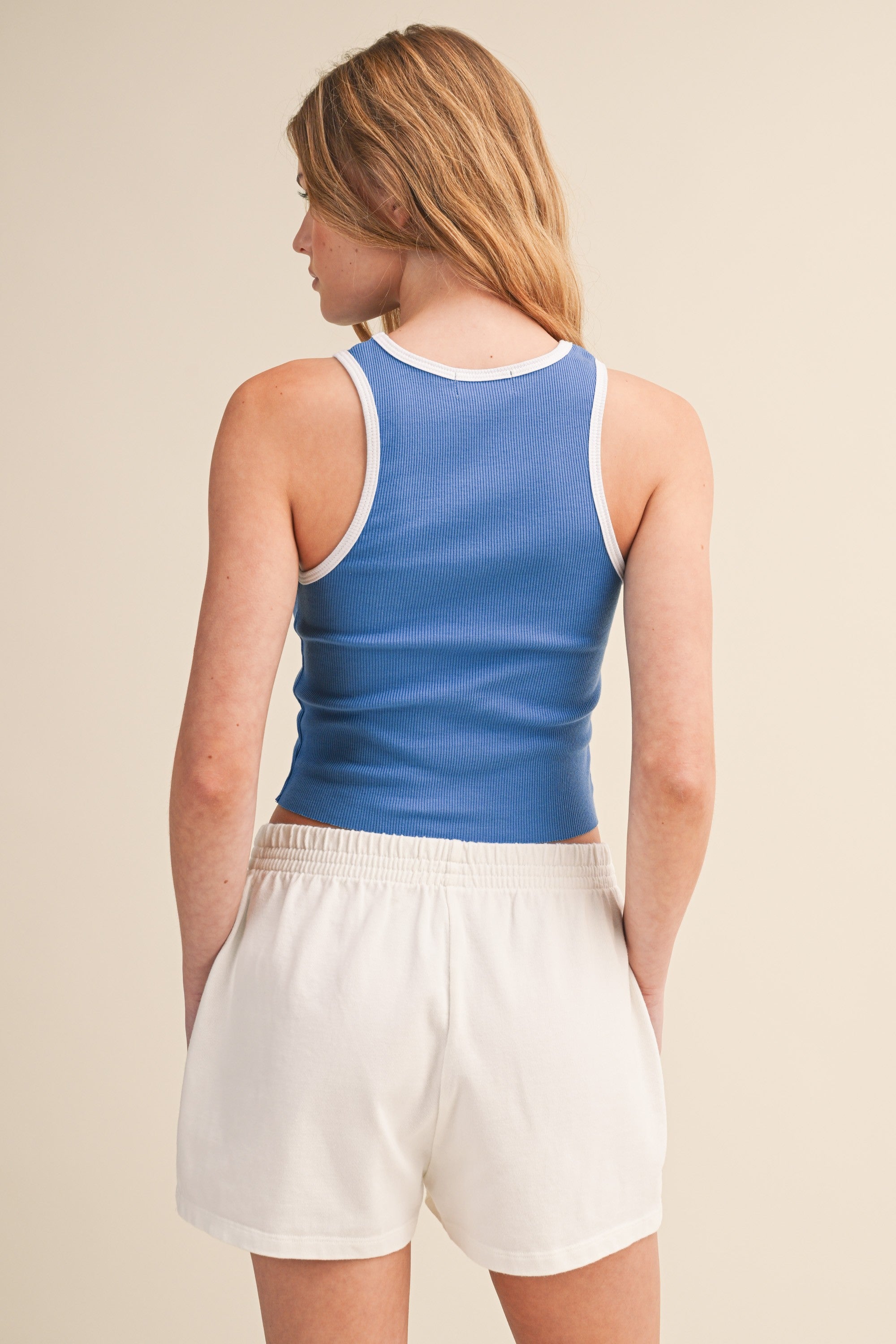 Blue Los Angeles Embroidered Tank Top