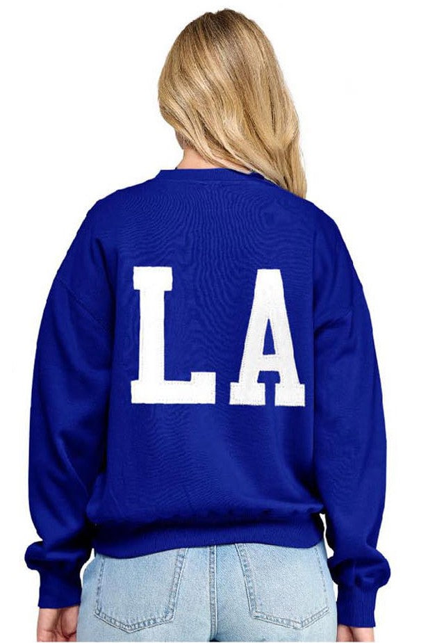 Fleece Relaxed Fit Sweatshirt With Los Angeles Embroidery