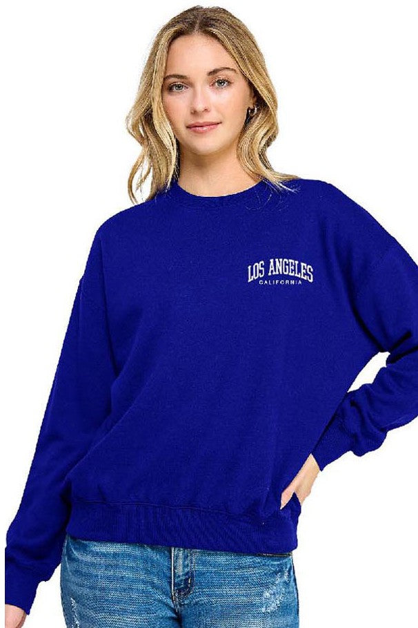 Fleece Relaxed Fit Sweatshirt With Los Angeles Embroidery