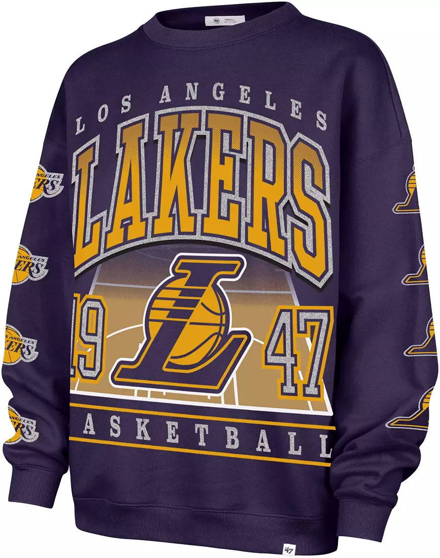 '47 Women's Los Angeles Lakers Purple Go Big Oversized Crewneck Sweatshirt