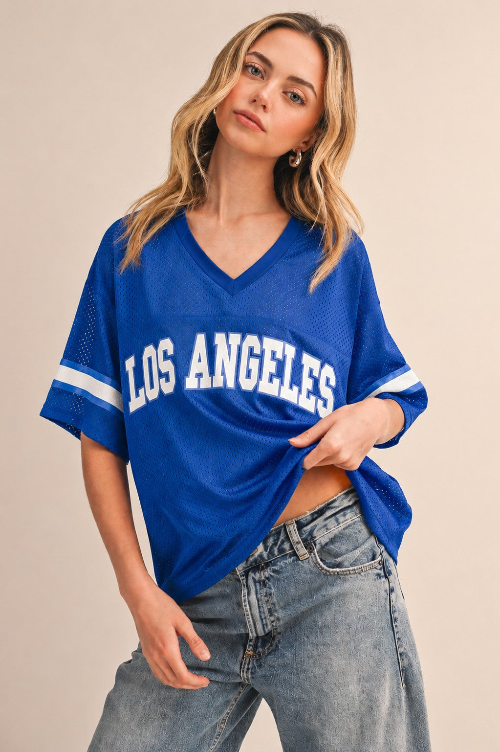 Los Angeles Ribbed Neck Sports Jersey