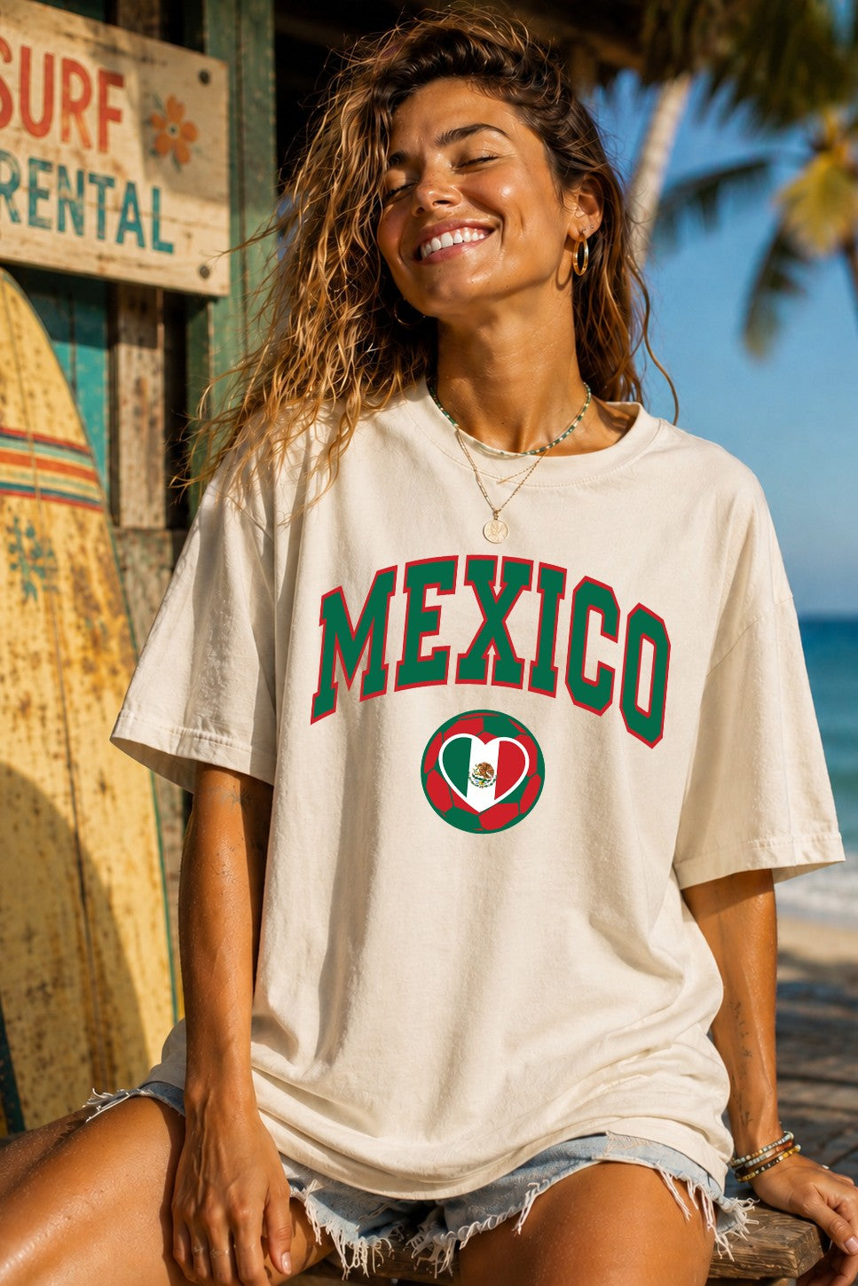 White Mexico Soccer Graphic Tee