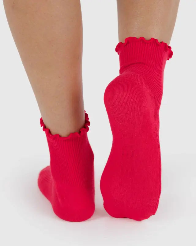 BAGGU Lettuce Edge Sock Set of 2 - Lavender & Red