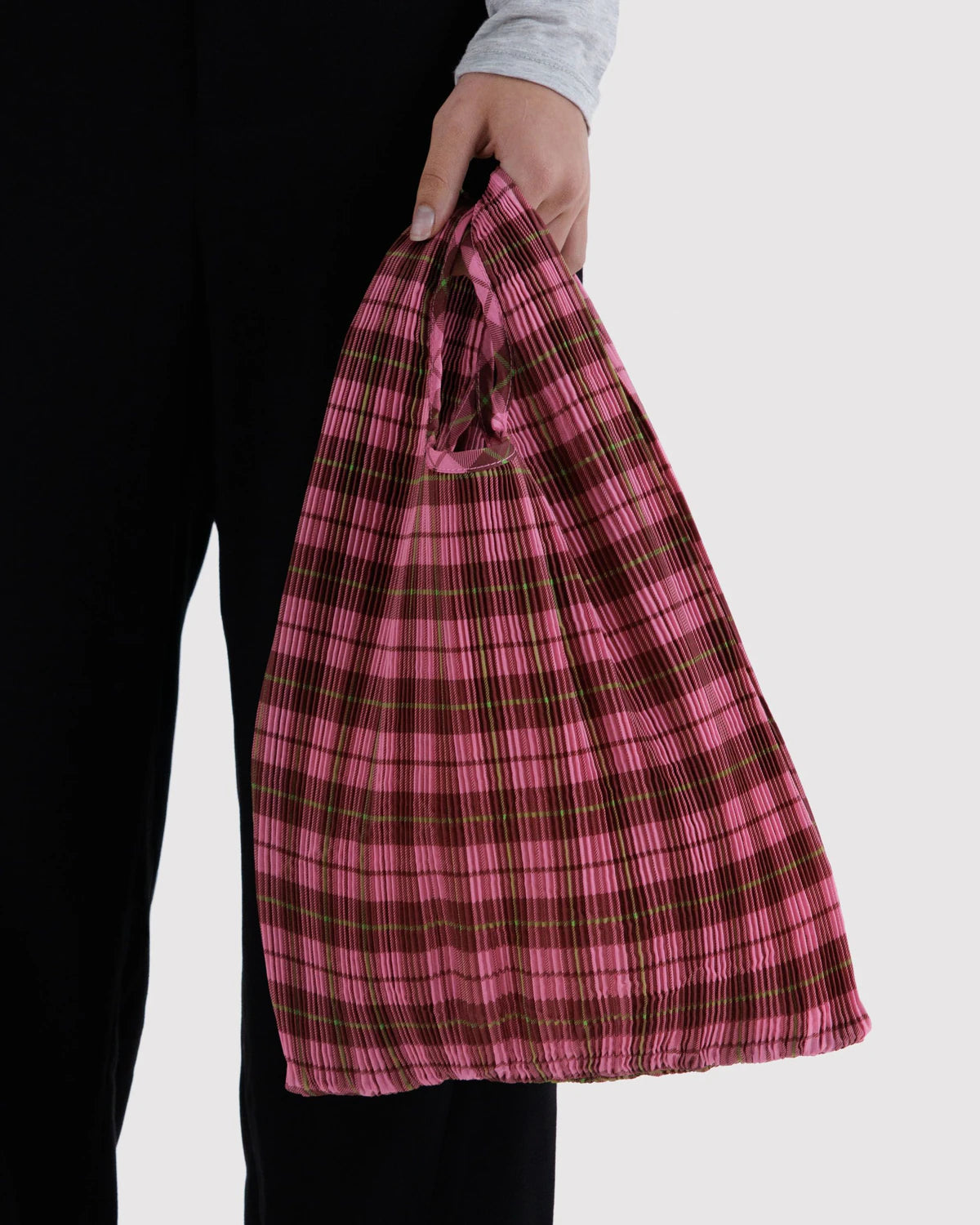 BAGGU Pleated - Azalea Pink Tartan