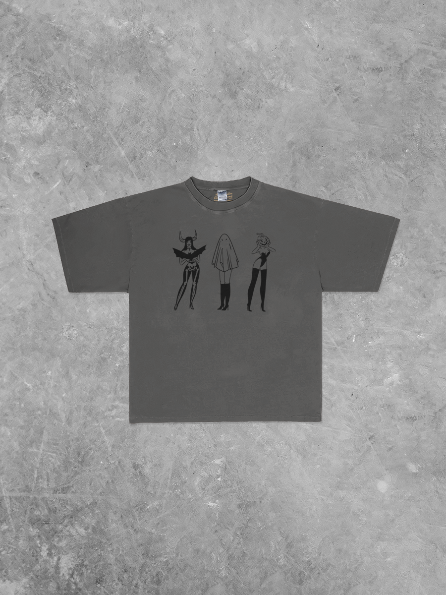 Three Ghoulish Girls, Halloween Boxy Oversized TShirt