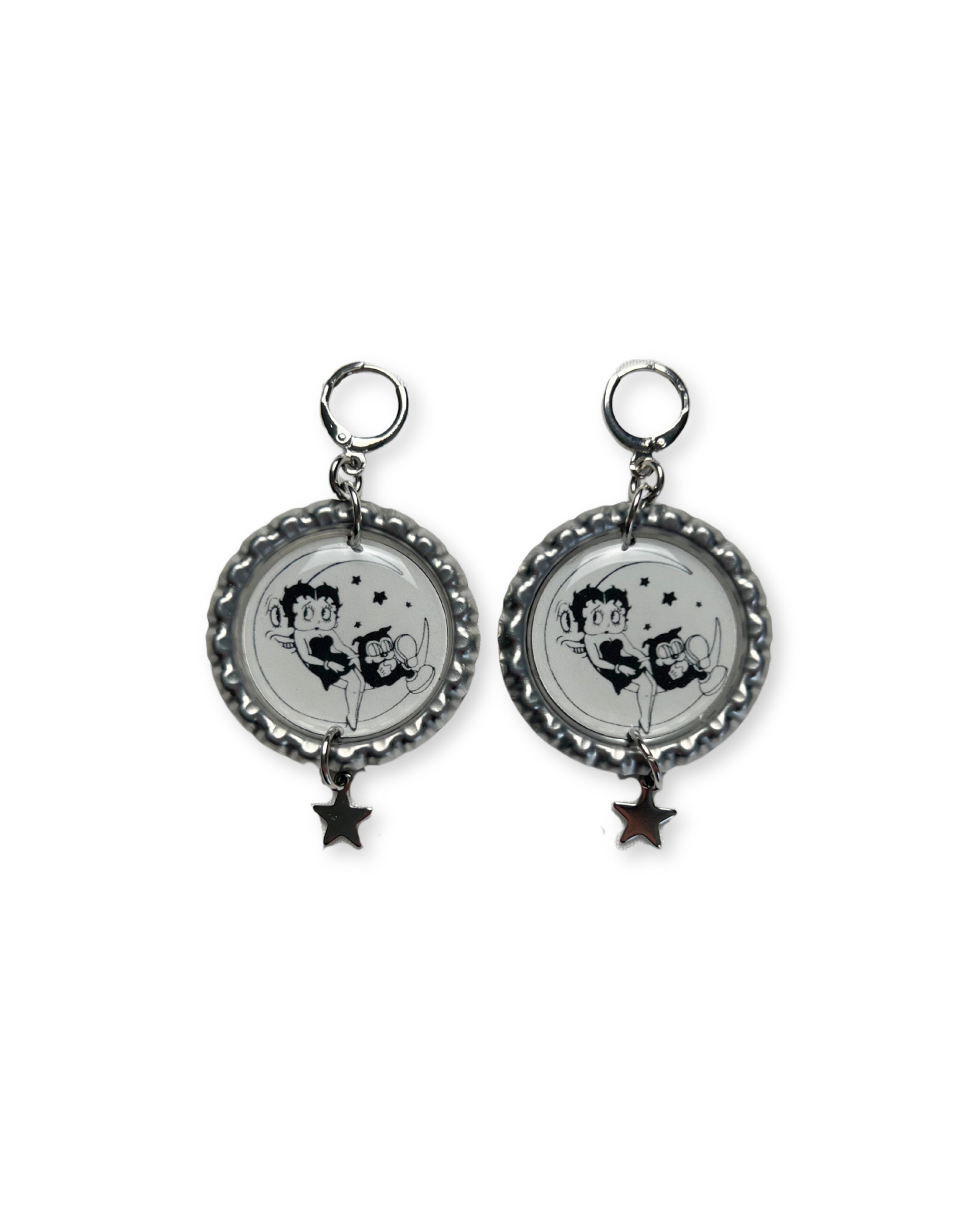 Over the Moon Dangle Earrings: Silver
