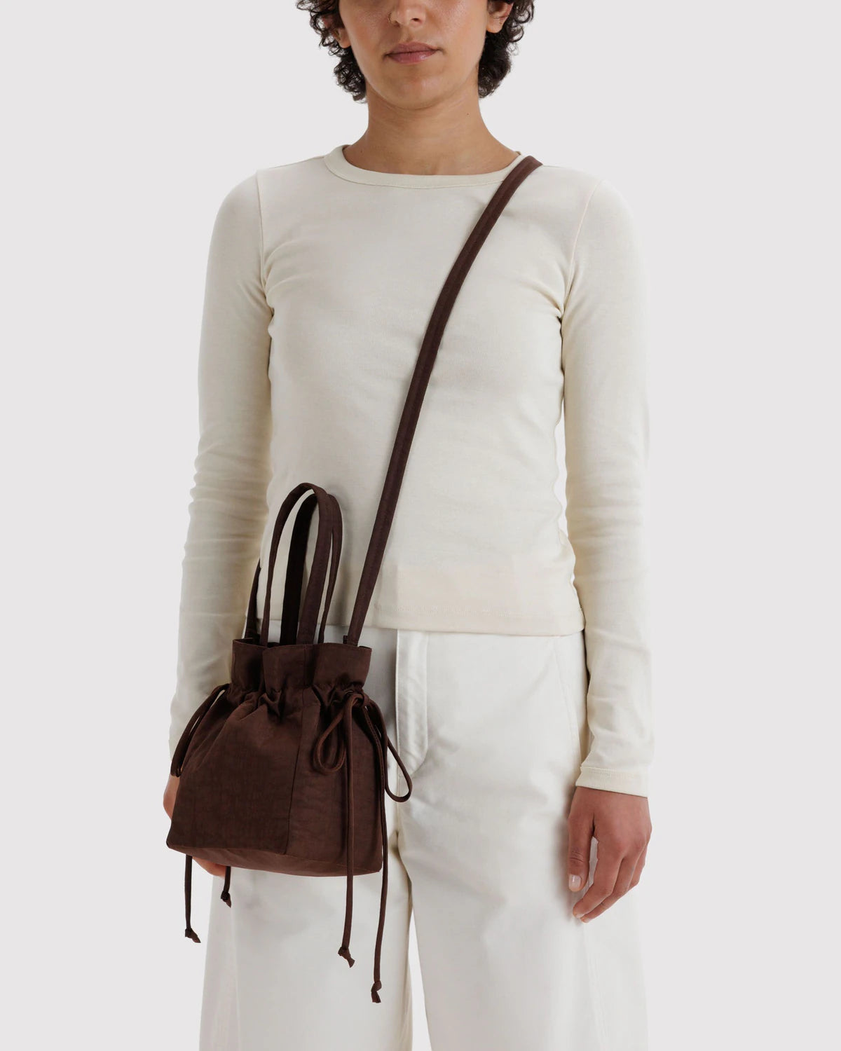 BAGGU Nylon Drawstring Bag - Coffee