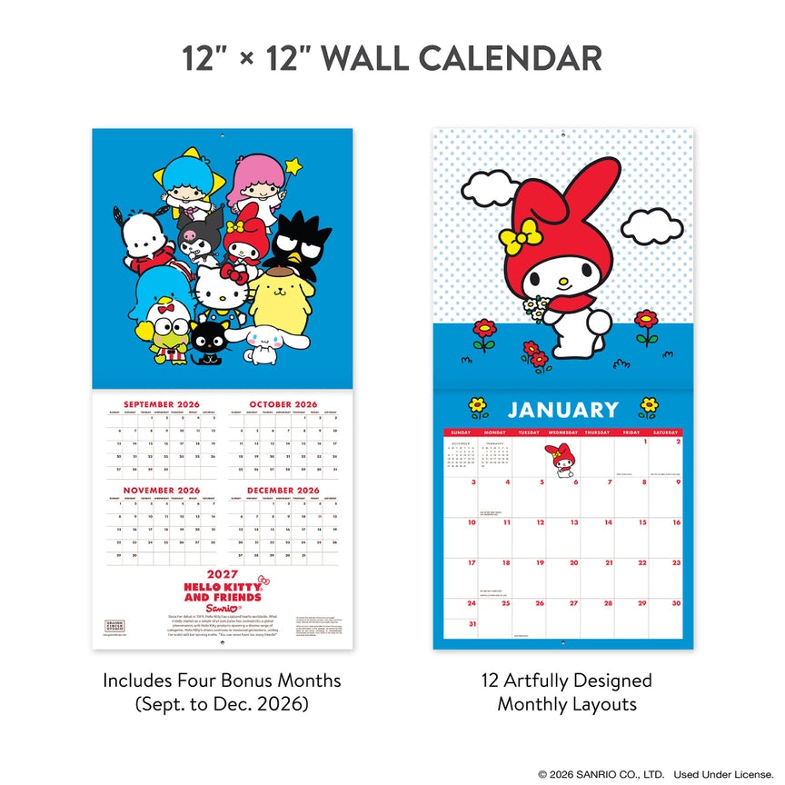 2027 Hello Kitty and Friends Wall Calendar