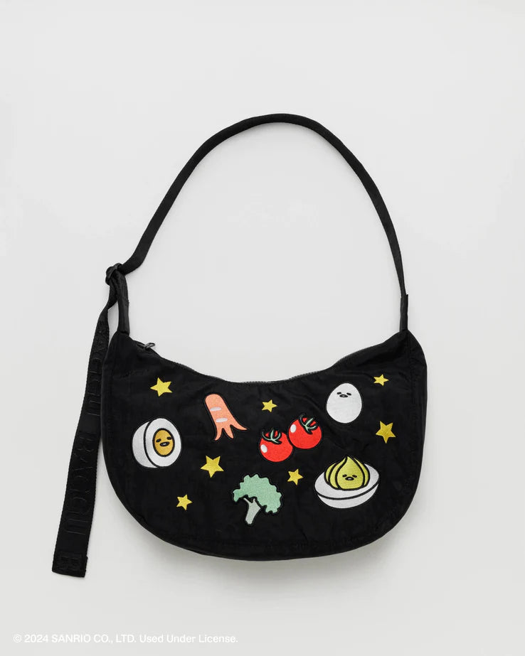 BAGGU Gudetama Embroidery Medium Nylon Crescent Bag