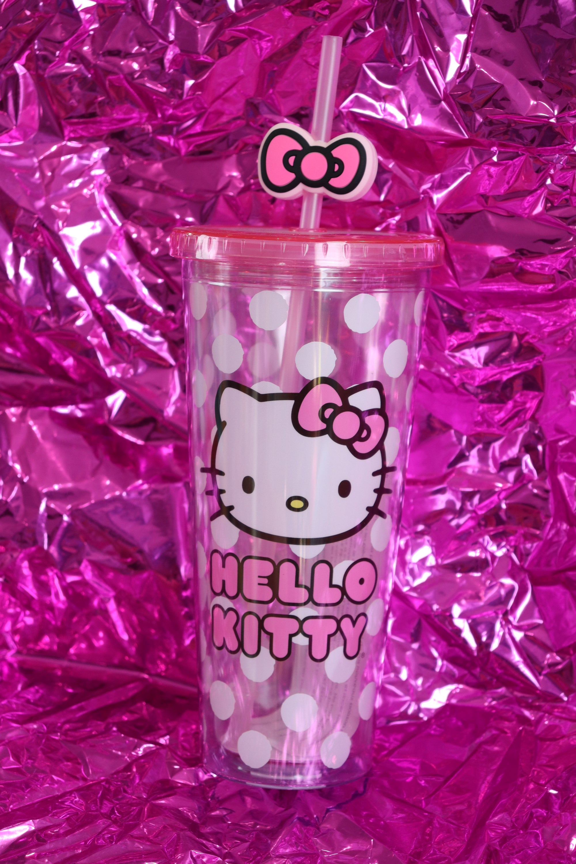 Hello Kitty 24oz Plastic Cold Cup with Lid and Topper