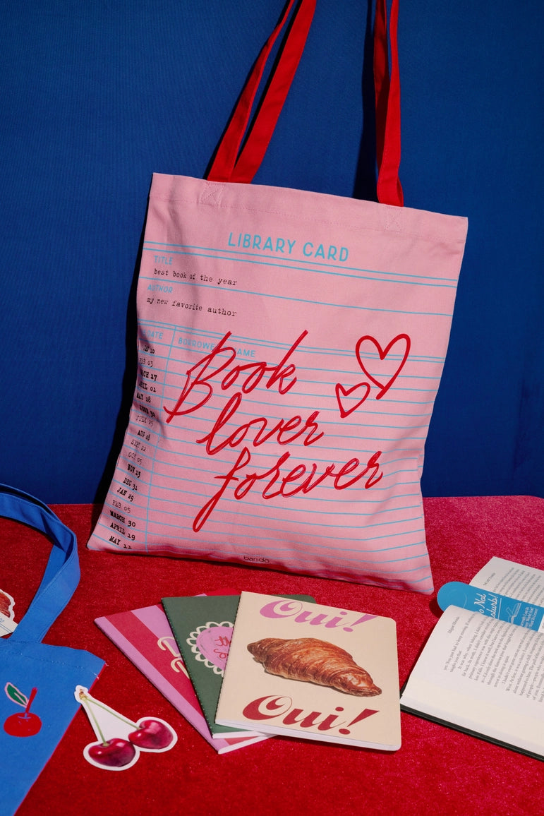 Ban.do Library Card Pink Canvas Tote