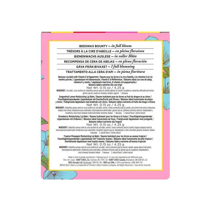 In Full Bloom Beeswax Lip Balms, 4 Pack