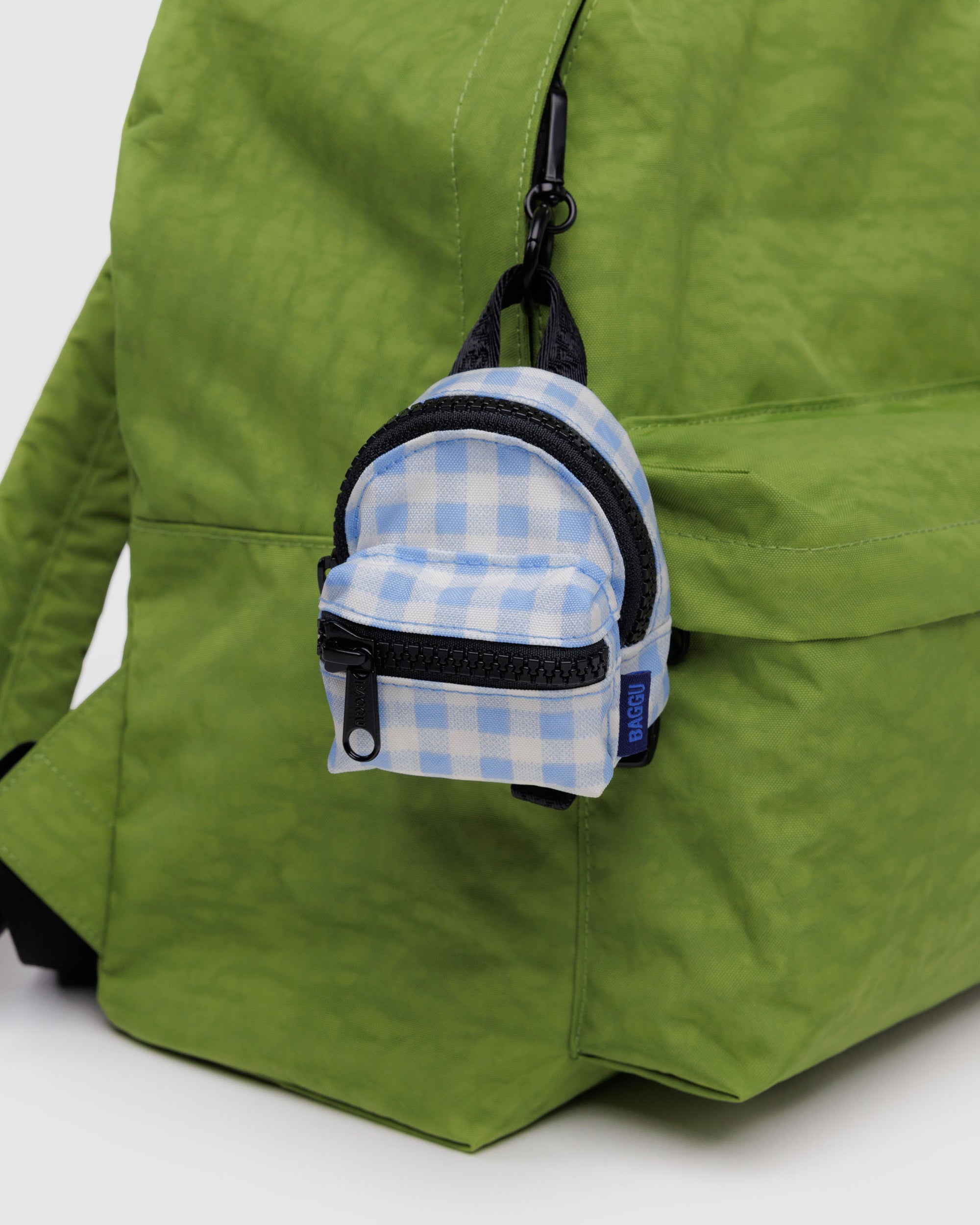 Baggu Backpack Charm - Light Blue Gingham